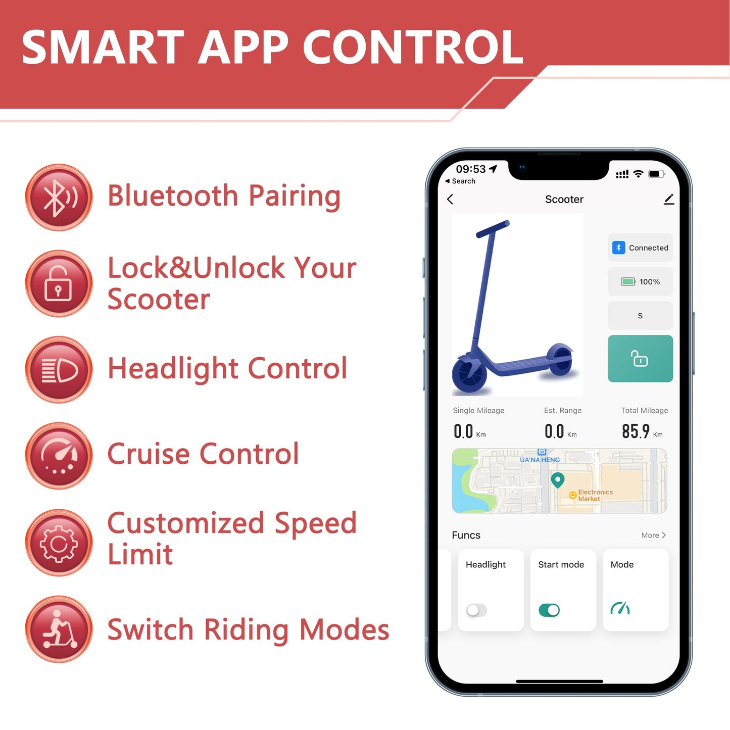 MAXSHOT Electric Scooter for Adults, 8.5/10/14" Tires, 19/22Mph, 350W/500W Motor, 21-28 Miles Range, Folding E-Scooter with Dual Suspension,APP Control