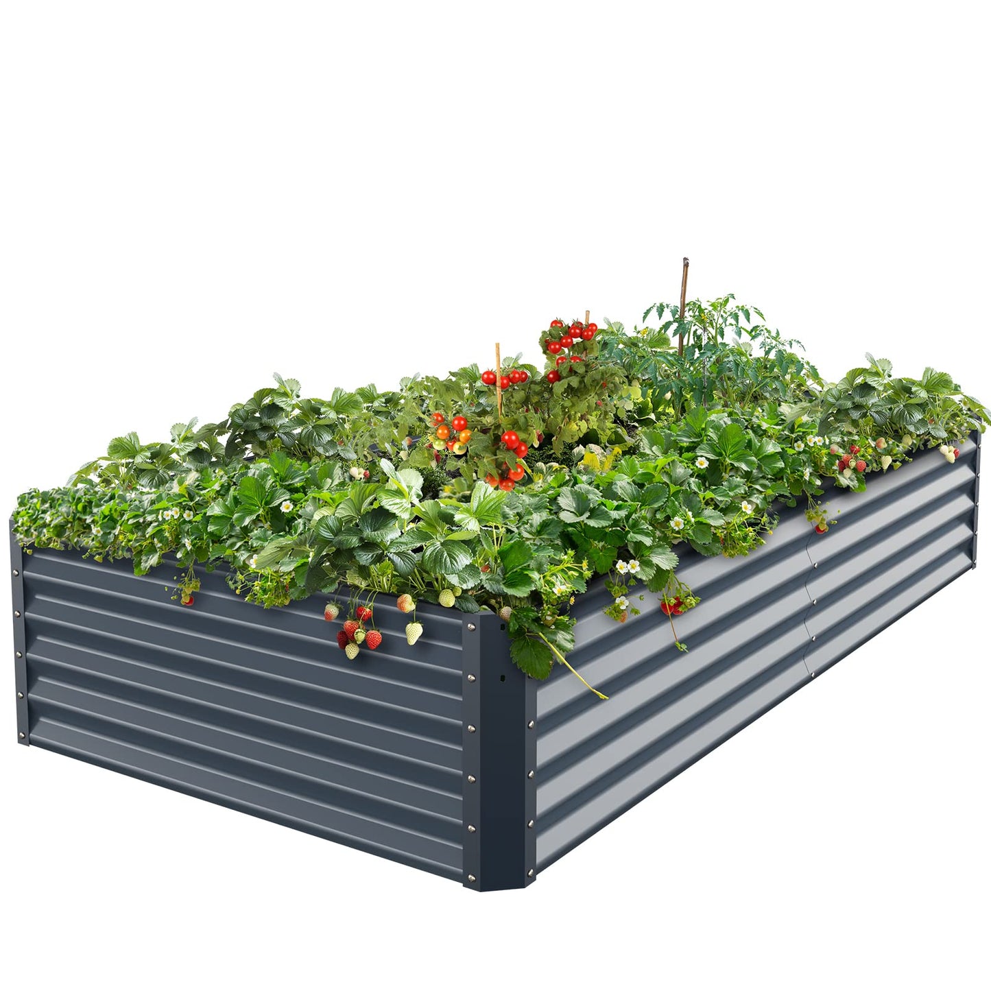 Galvanized Raised Garden Bed Box Planter for Outdoor Plants 17" Extra Tall Raised Garden Beds Outdoor Garden Boxes Outdoor Raised Metal Raised Garden Beds for Vegetables 96"X48"X17", Midnight Grey