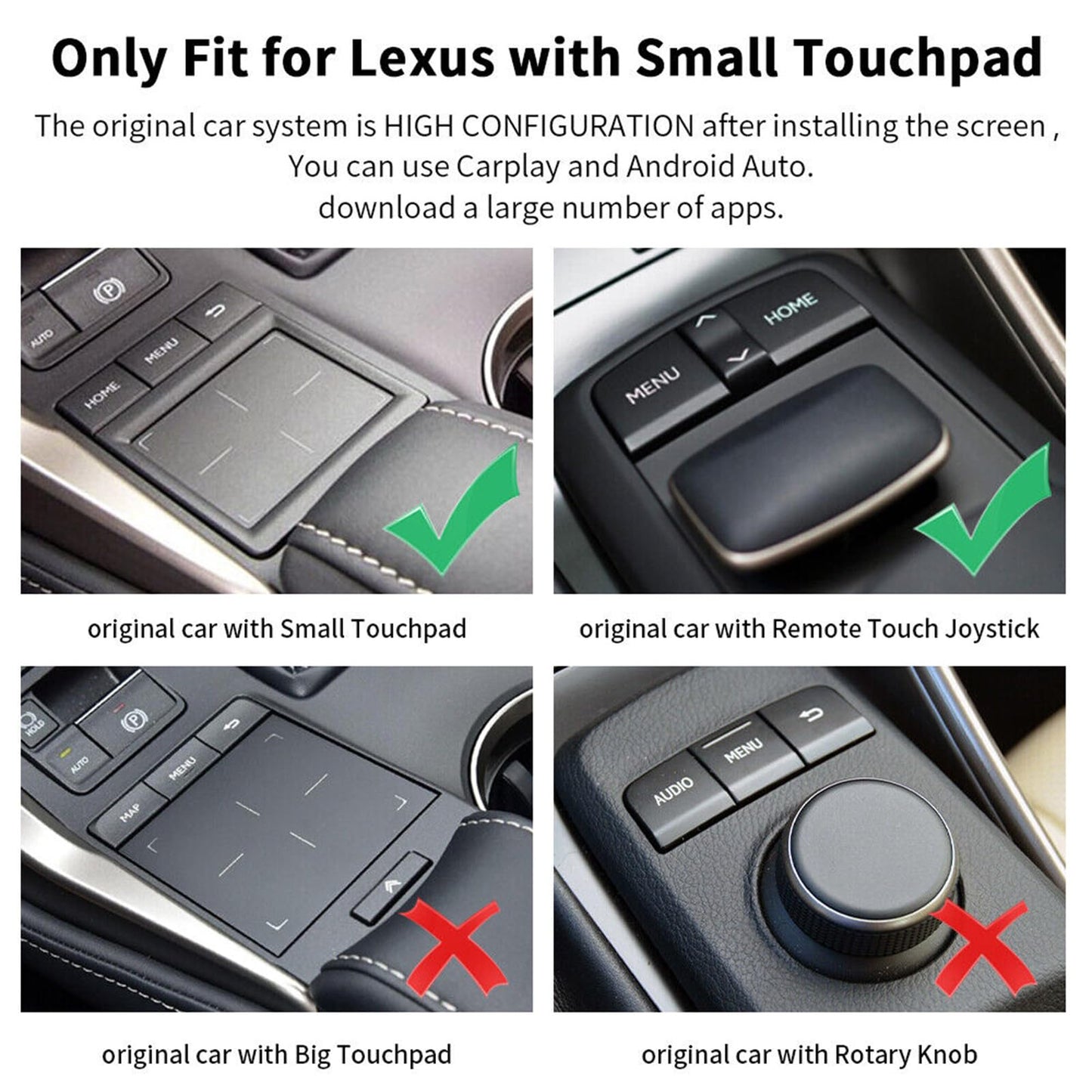 Wireless CarPlay Retrofit Kit Decoder for Lexus NX/ES/UX/CT/RX 2014-2020 Retains Factory Controls Support Android Auto, Mirror Link, Backup Camera, YouTube, Original Car Function