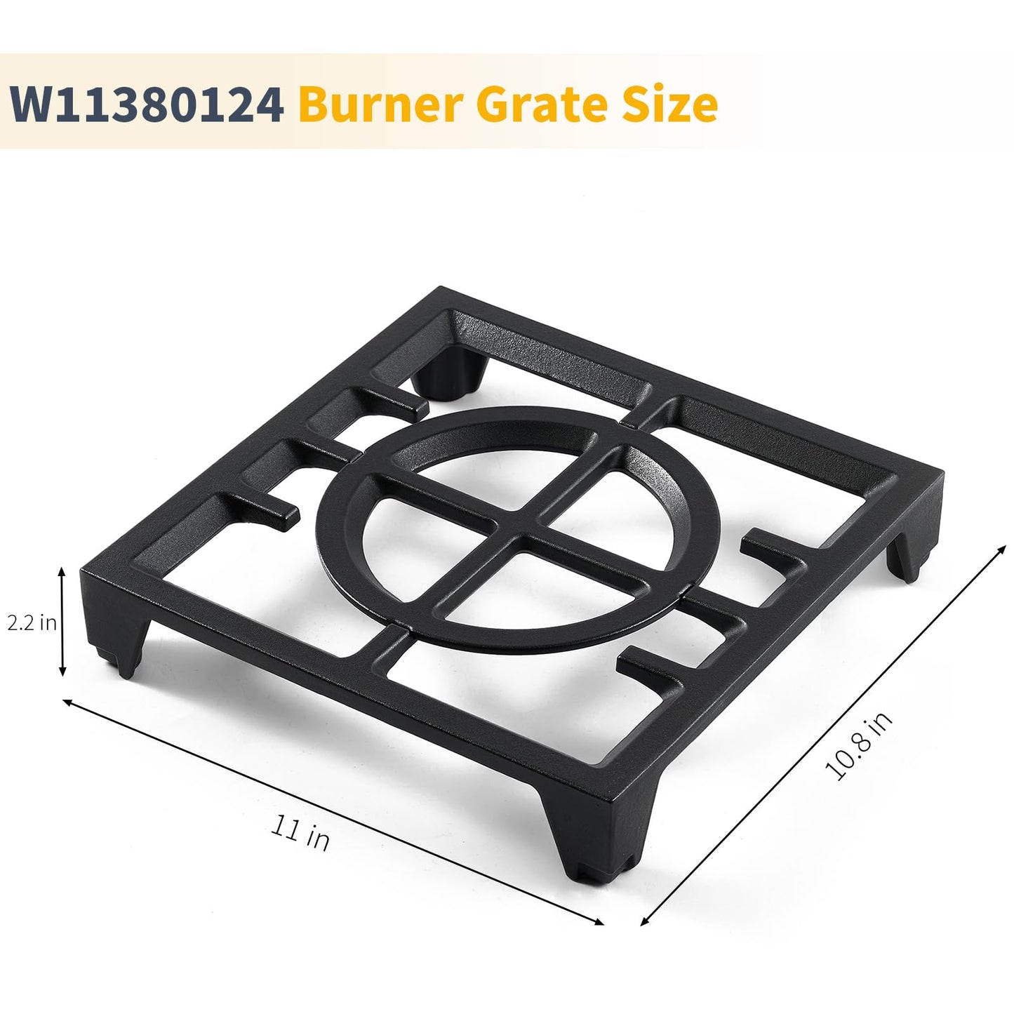 Allstare W11380124 Burner Grate Replacement Parts for Whirlpool KitchenAid Gas Range Parts Dual Fuel Range Cooking Grate 11’’ x 10.8’’ KFDC558JSS00 KCGC506JSS Stove Oven Cast Iron Cooktop Grate 1 Pack