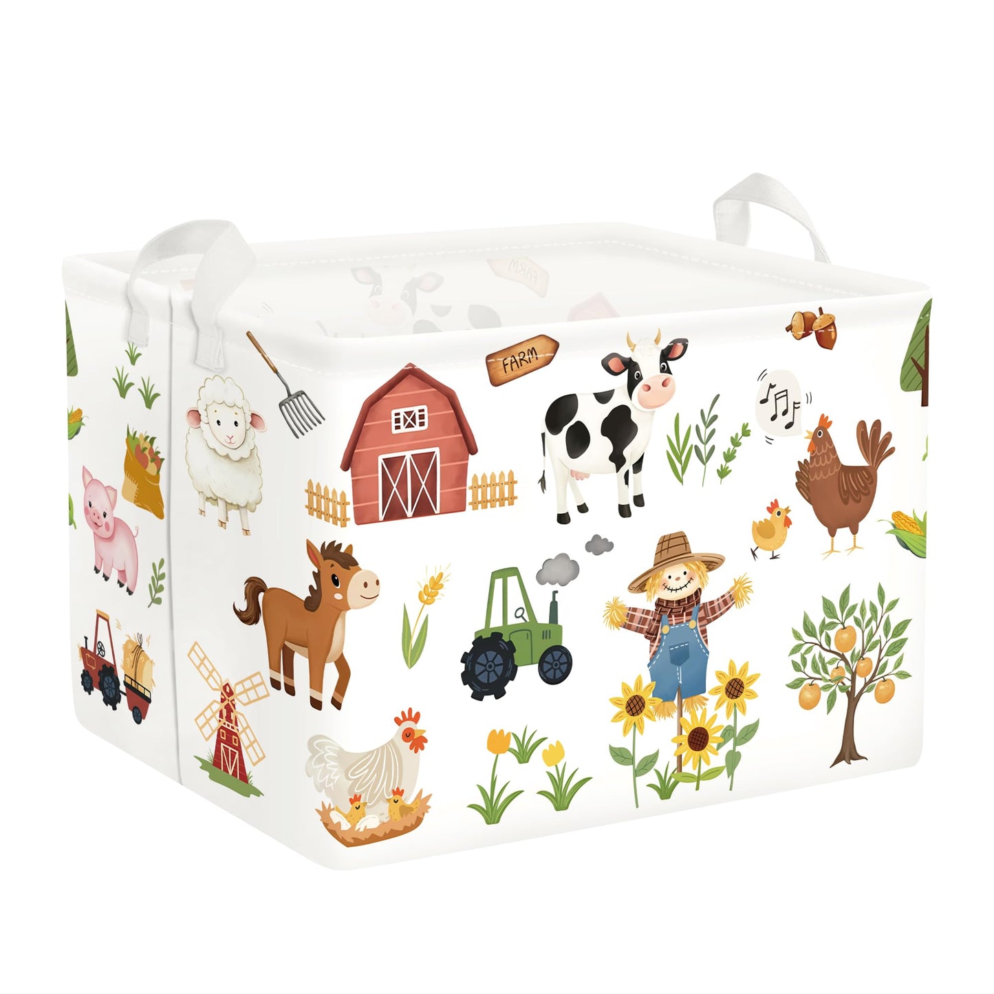 Clastyle Farm Animals Baby Laundry Hamper Leaf Kid Storage Basket Boy Girl Gift Toy Box Collapsible Clothes Organizer Nursery Bin for Bedroom,Sunflowers,40 * 30 * 30 cm