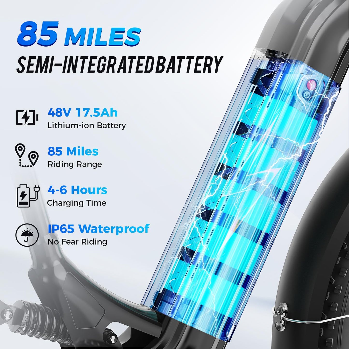 M1 Electric Bike for Adults with 1800W Peak Motor, 26'' x 4.0'' Fat Tire Electric Bike, 48V 17.5Ah Battery, 85 Miles Electric Mountain Bike, 36MPH 7 Speed Electric Bicycle with Front and Rear Baskets