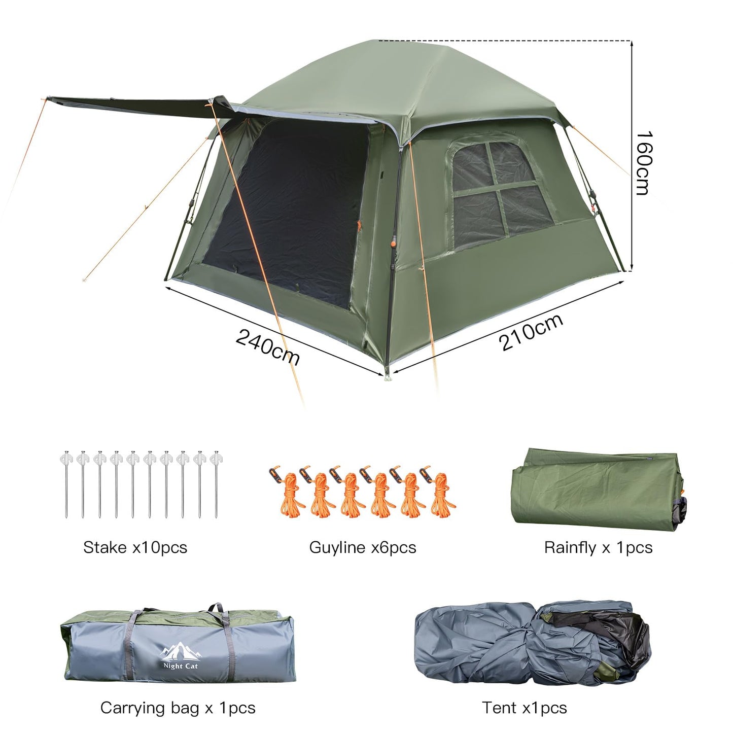 Night Cat Blackout Cabin Tent: 4 Person Pop Up Camping Tent with Vestibule & Rainfly Waterproof Instant Easy Setup Family Tent
