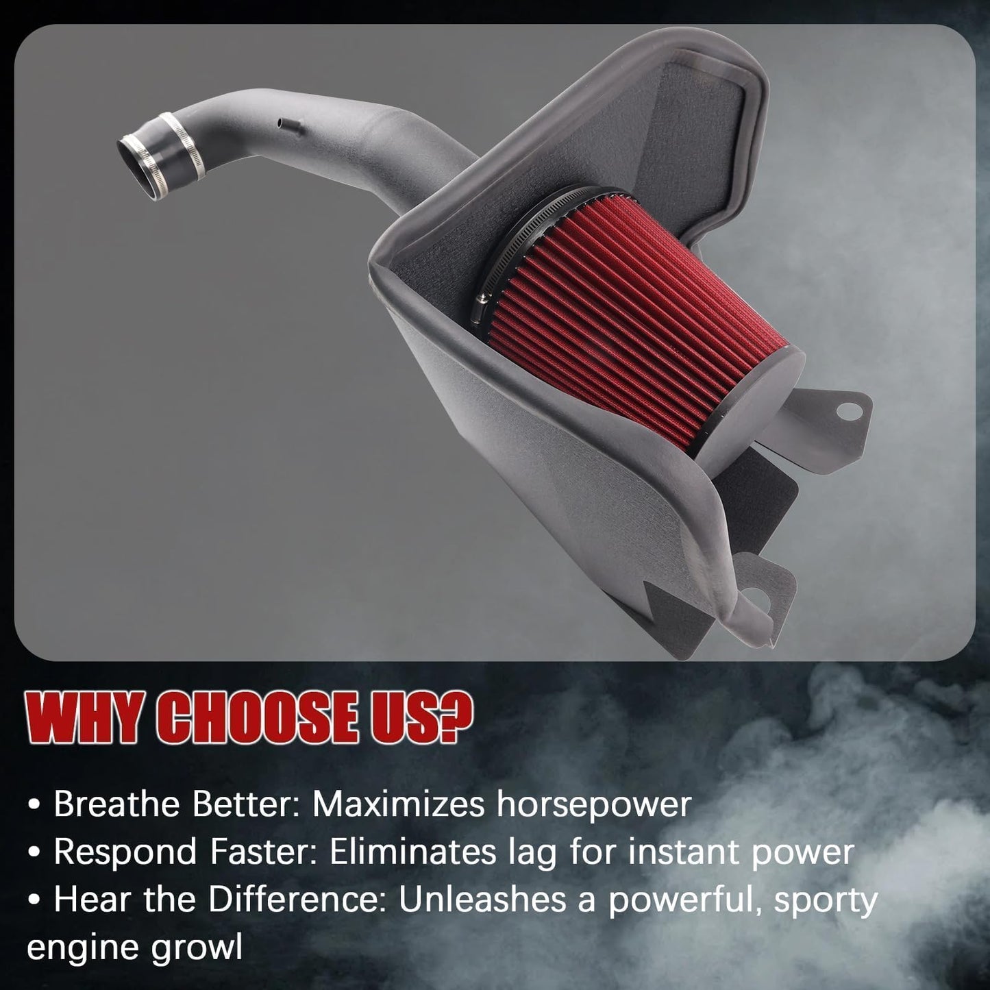Cold Air Intake Compatible with 2019-2024 Dodge RAM 1500 3.6L V6 GAS Increased Horsepower & Throttle Response, //DOES NOT FIT CLASSIC MODEL// //Fits Manual & Auto Transmission//