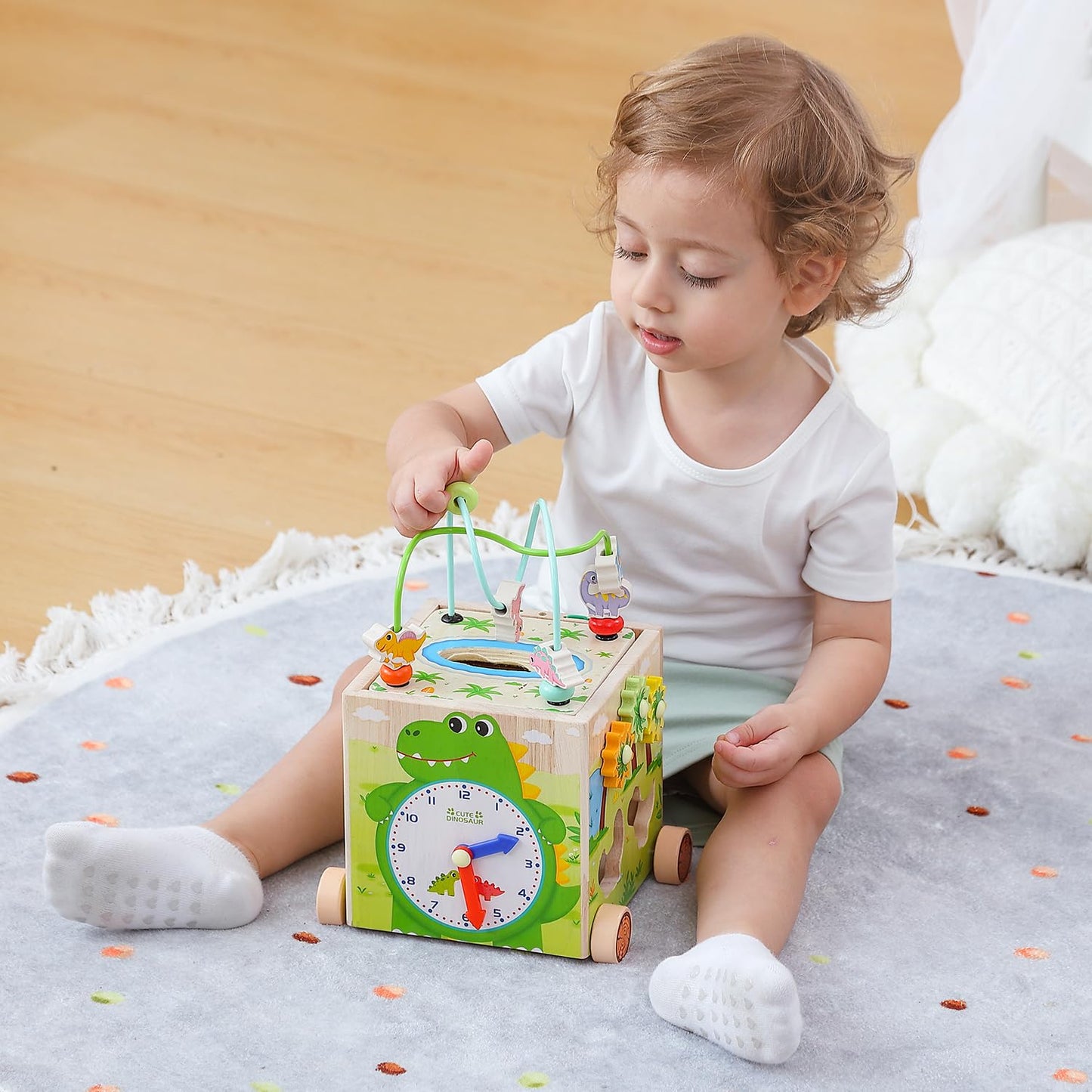 JAUNTY Montessori Activity Cube Toys for Toddlers 1 2 3 Years Old, Wooden Sensory Baby Tissue Box Toy for 1 Year Old Girls Boys, Great Educational Toys 1st First Birthday Gift