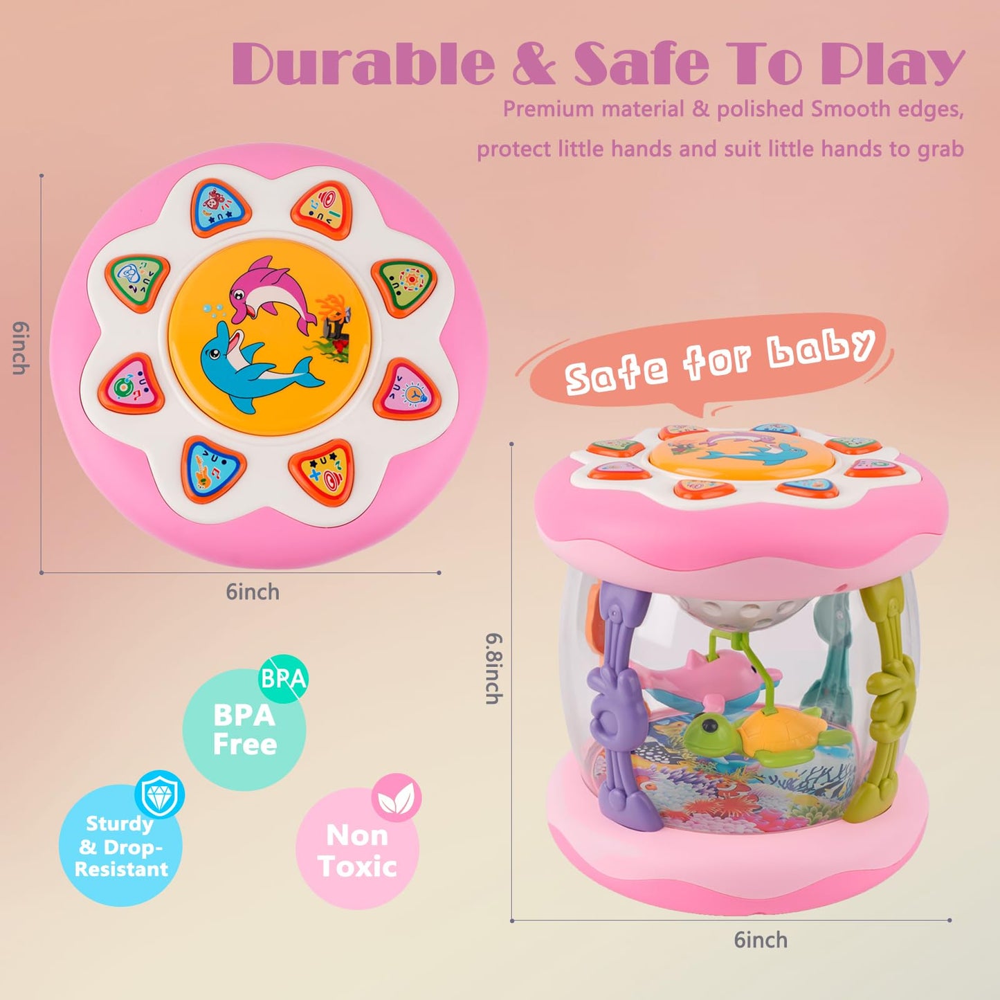 Baby Toys 0-6 Months, Newborn Aquarium Ocean Rotating Projector Music Light Up Toy, Tummy Time Infant Toys for 0-3 4 5 6 7 8 9 10 11 12 Months, Crawling Toys for 1 Year Old, Baby Birthday Shower Gifts