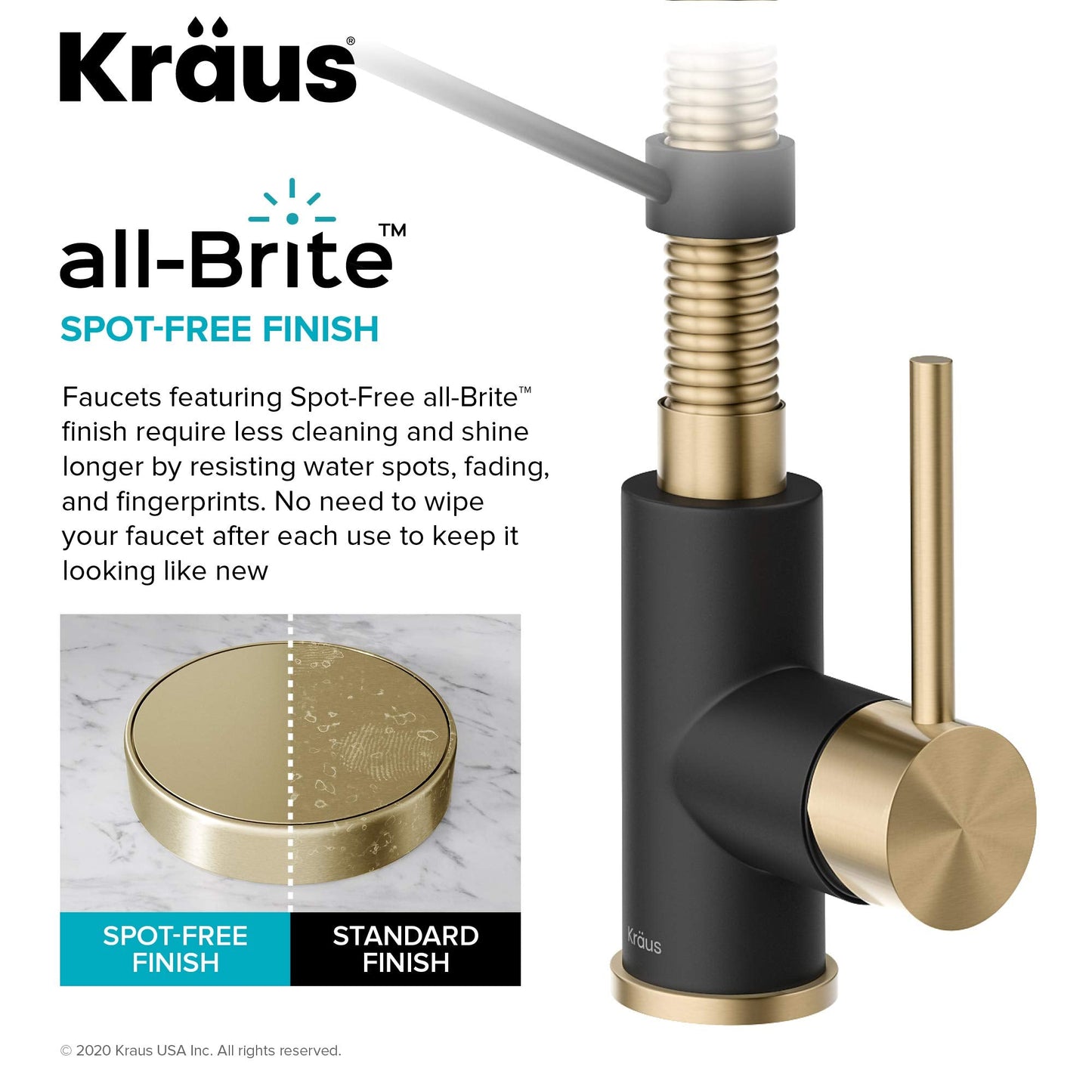 KRAUS Bolden Commercial Style 2-Function Single Handle Pull Down Kitchen Faucet in Spot-Free Antique Champagne Bronze/Matte Black, KPF-1610SFACBMB