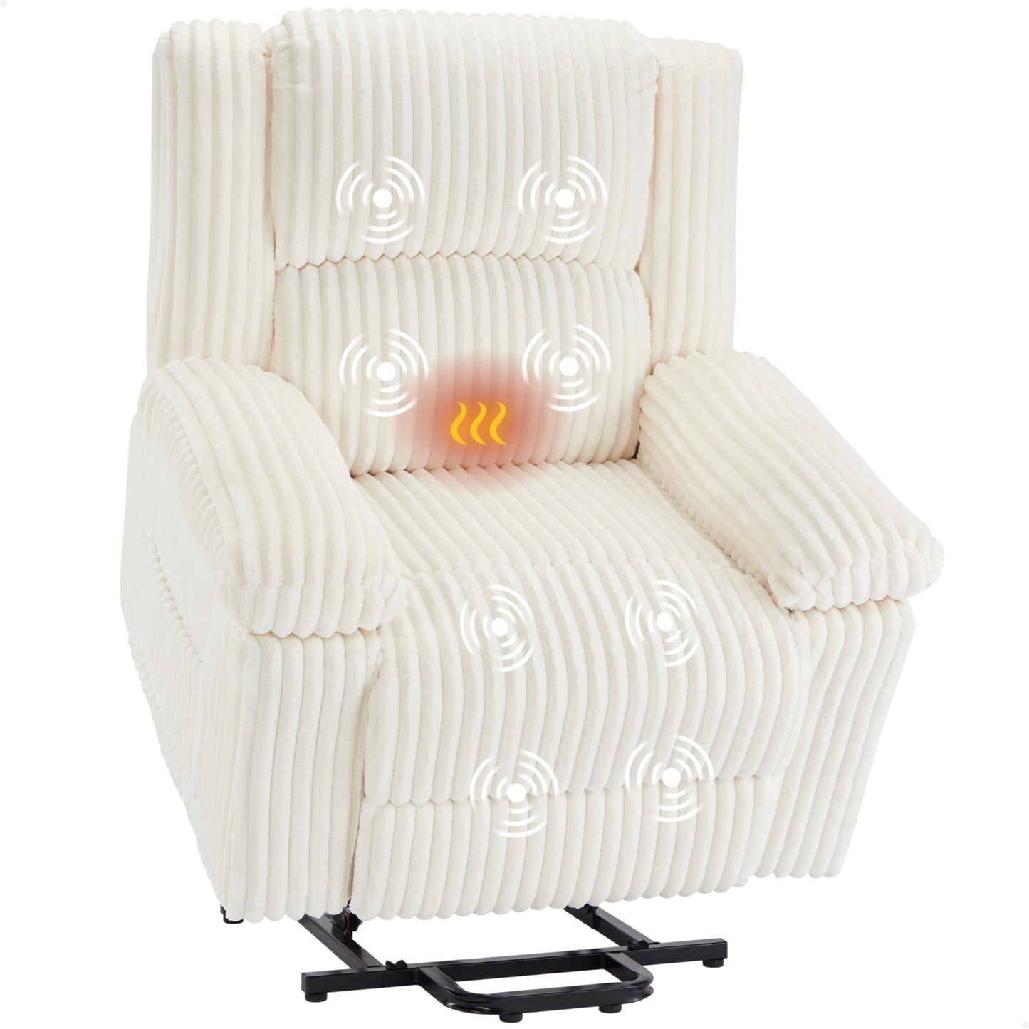 GarveeHome Power Lift Recliner Chair - Heat and Massage, Electric Lift Plush Recliner with Soft Padded Seat, Back Support & Armrests, Designed for The Elderly and People with Mobility impaired