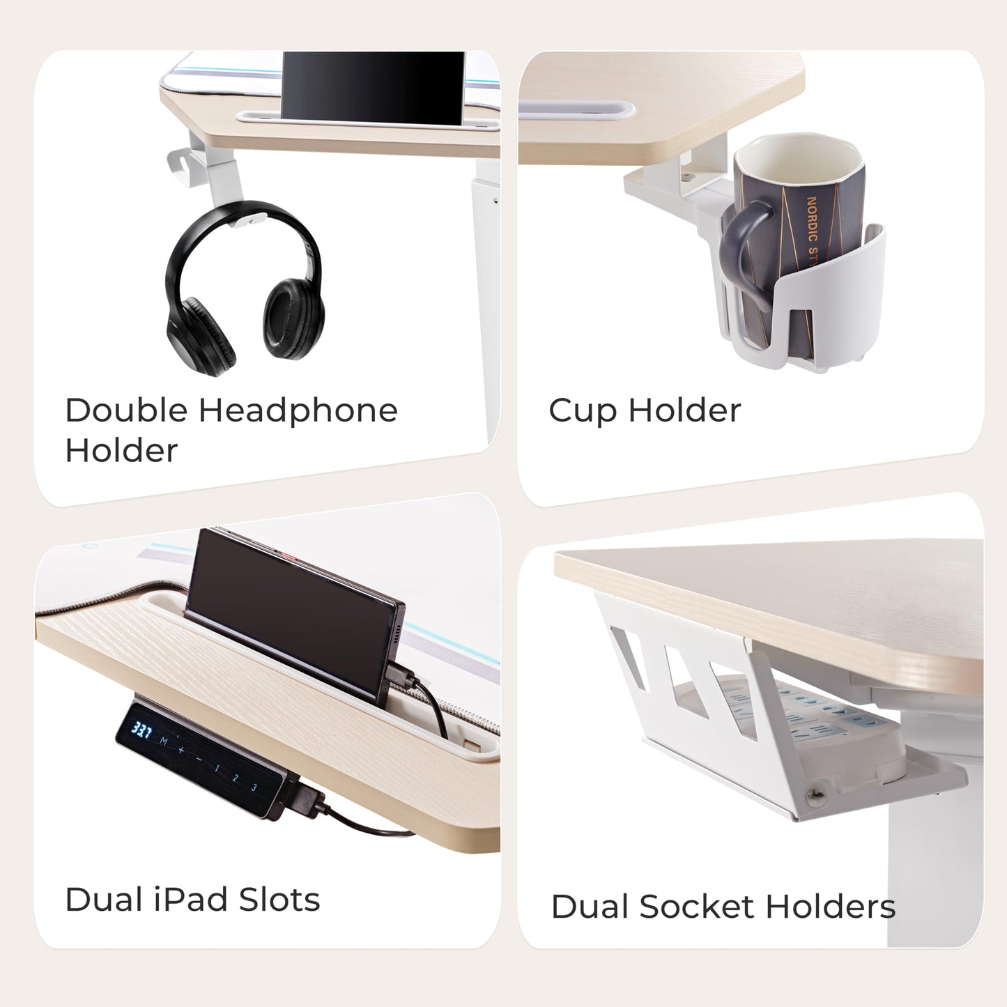 EUREKA ERGONOMIC Standing Desk, 72" Electric Adjustable Height Desk,Wing Shaped Computer Desk Large Music Studio Table, Dual Motor&Slot, Maple