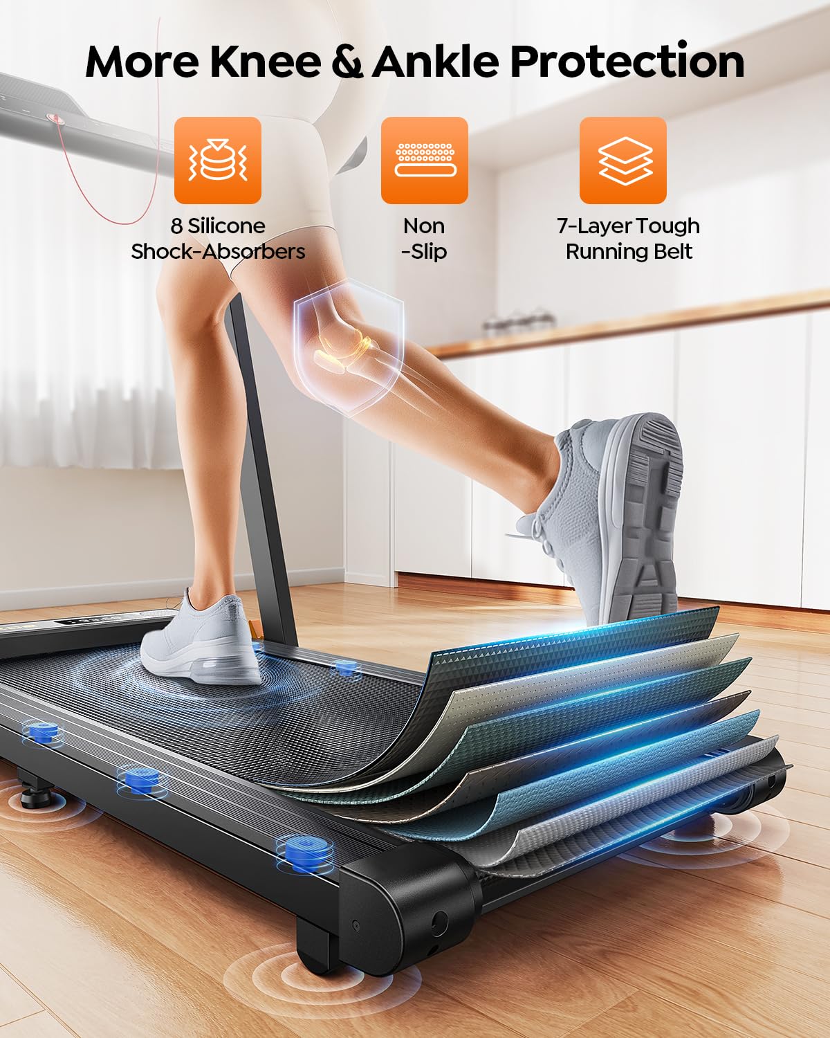 Acezoe Foldable Treadmill with 10% Incline, 2.5HP Walking Pad with Handle Bar, 300 lb Capacity Treadmills for Home/Office, Under Desk Treadmill with App & Speaker, 0.6-10MPH P10Pro Black