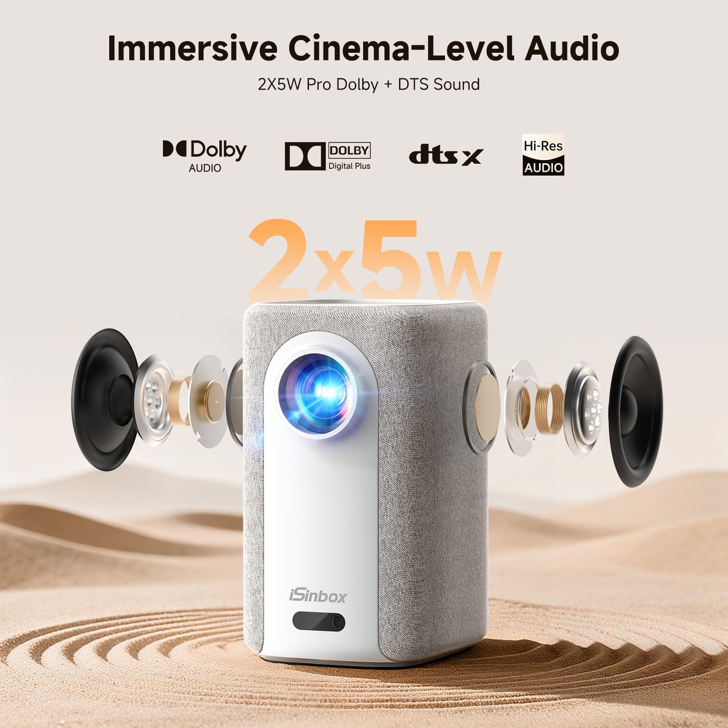 [Short Throw/1200ANSI/Built in Apps] 4K Outdoor Projector with WiFi and Bluetooth, Auto Focus Projector with Dual-Mode Stand, Smart Portable Proyector with Netflix/YouTube/PrimeVideo & Dolby