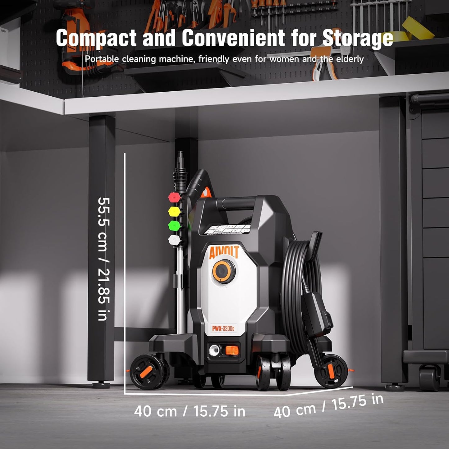 AIVOLT Pressure Washer, Power Washer with 4 Quick Connect Nozzles, High Pressure Cleaning Machine with Foam Cannon for Cars/Fences/Driveways/Patios/Home Cleaning