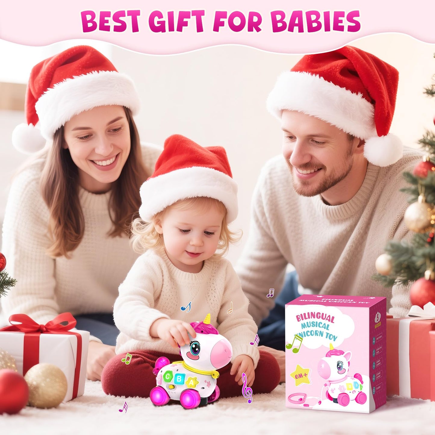 Toy for 1 Year Old Girl Gifts, Unicorn Baby Toys 6-12-18 Months, Musical Learning Toy, 1st Birthday Gift for 1 Year Old Girl Toys, Bilingual Educational Toy with Music & Light for Toddler