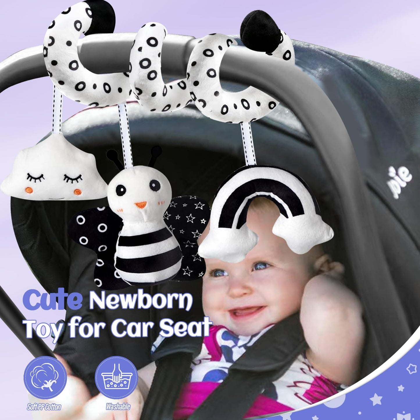 Black and White Sensory Toys for Babies,Montessori Toys for Babies,High Contrast Baby Toys for Toddlers Kids Early Learning Newborn Brain Development Toys Baby Gifts