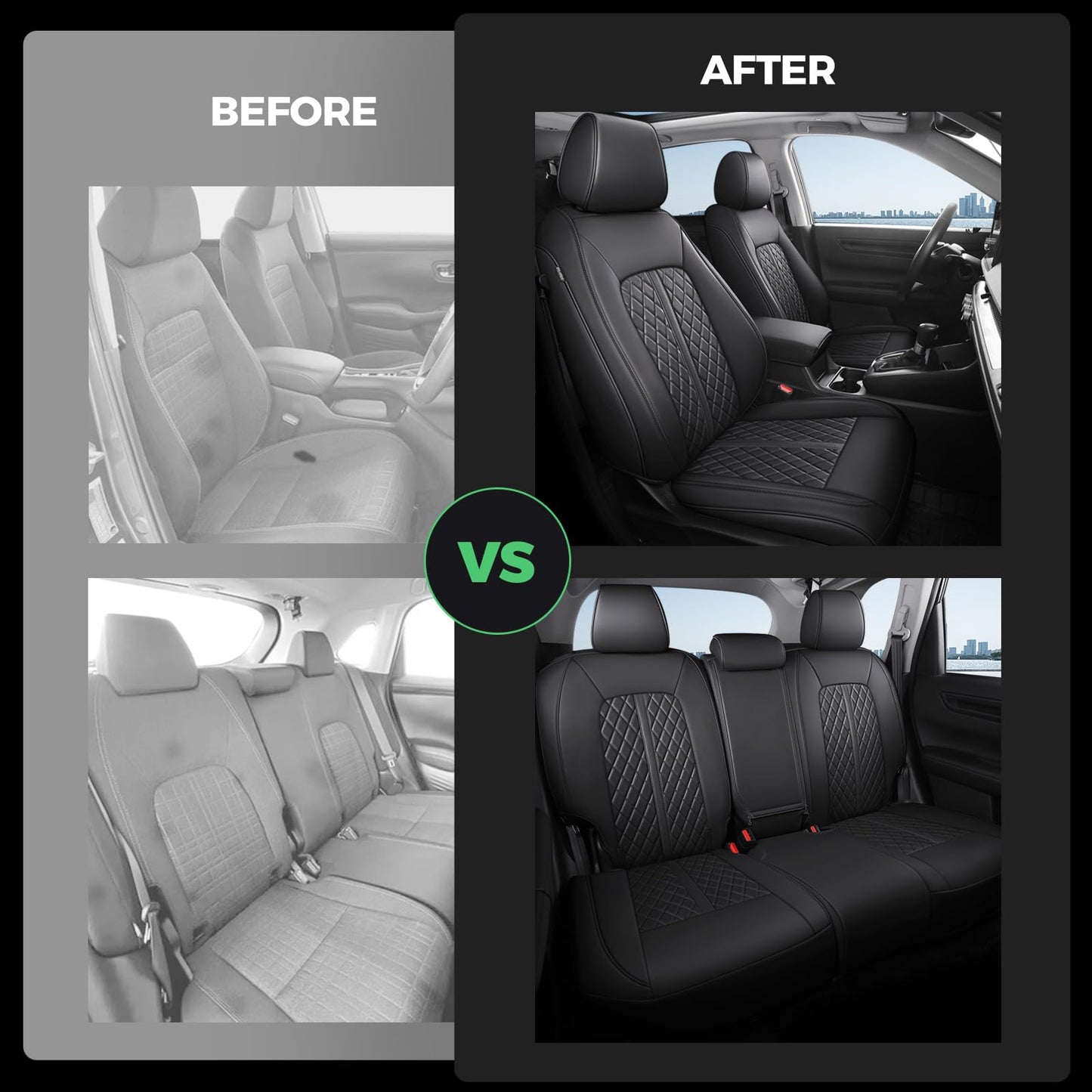 RIDEPOSH for Honda HRV Seat Covers 2023 2024 2025 2026 Sport LX, Custom Fit Car Seat Cover Full Set, Waterproof Leather HR-V Seat Protectors, SUV Cushions Accessories, Black, NOT Fit for EX-L
