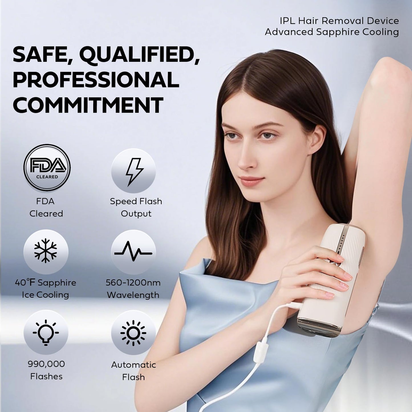 EUARNE Laser Hair Removal for Women and Men, IPL Laser Hair Removal Painless, Permanent, at-Home Use Facial Hair Removal for Women, Dual Lights, Effective in 2 Weeks, Storage Bag for Travel