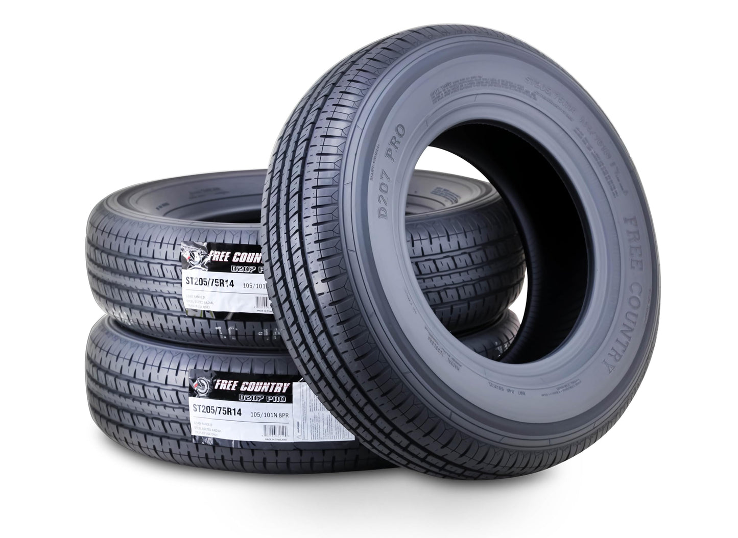 Grand Ride 3 Premium FREE COUNTRY Trailer Tires ST 205/75R14 / 8PR Load Range D Steel Belted w/Scuff Guard