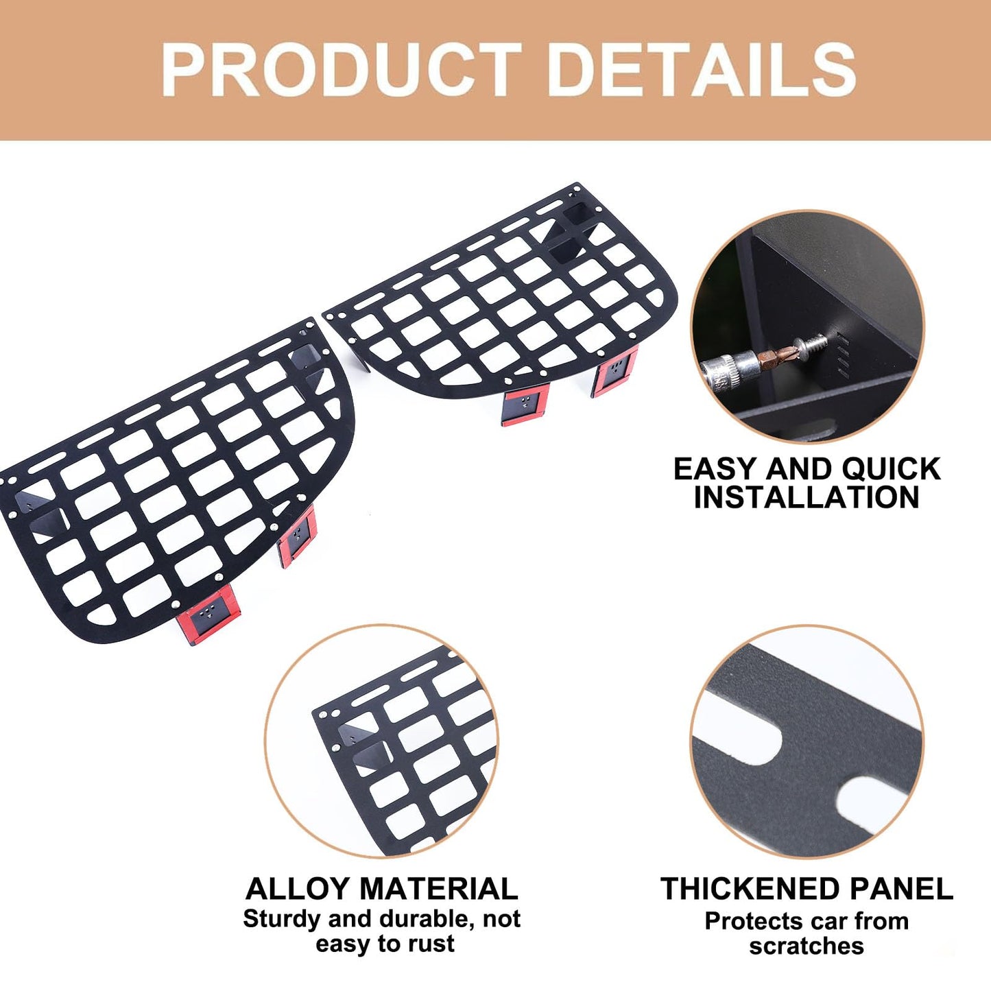 Rear Window Pockets Molle Storage Panel Compatible with Nissan Frontier 2009-2017, Trunk Modular Panel Organizer Basket Holder Carrier Car Interior Accessories(Only Fit for Rear Half Door Version)