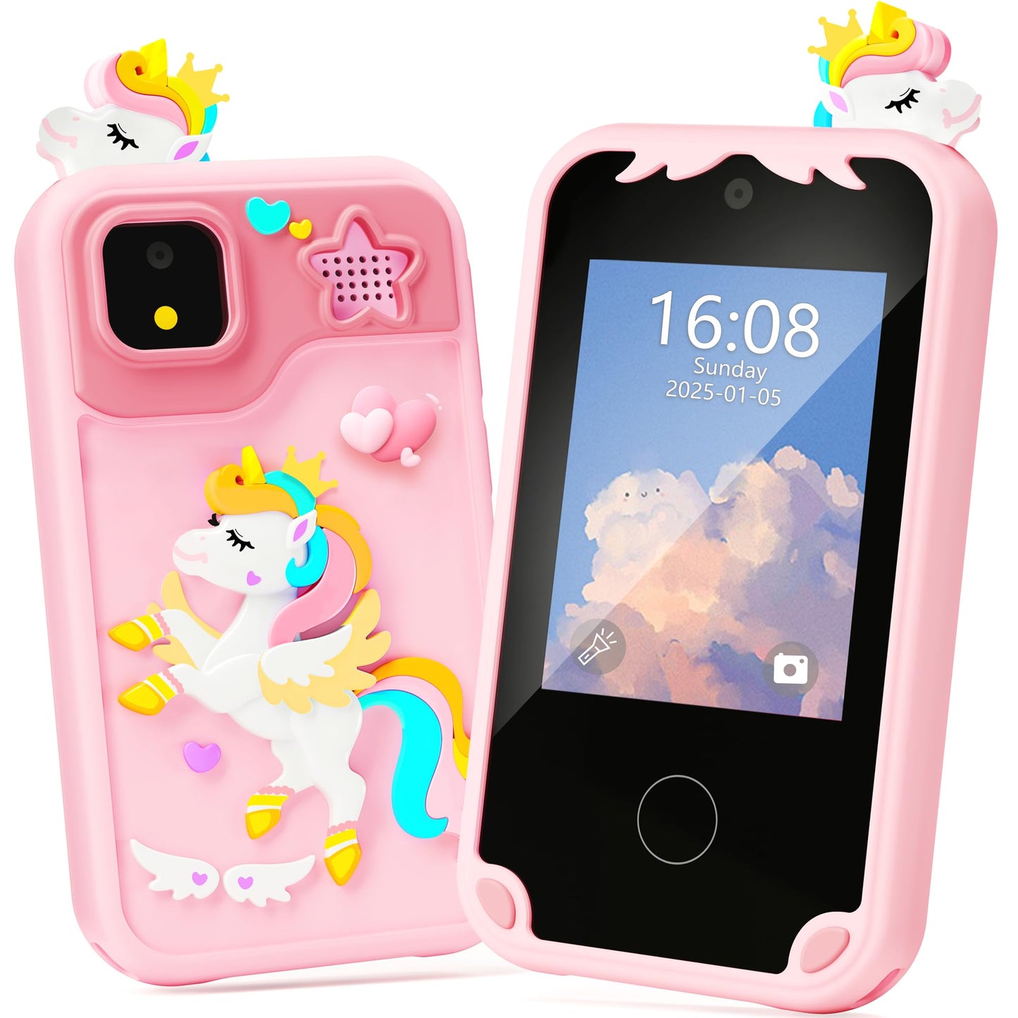Kids Phone for Girl Toys, Christmas Birthday Gifts for Age 3-10 Year Old Girls Boys Toys, Kids Toddler Smart Phone, Detective Educational Learning Toys with 2.8" Touchscreen, Music Video Game (Pink)