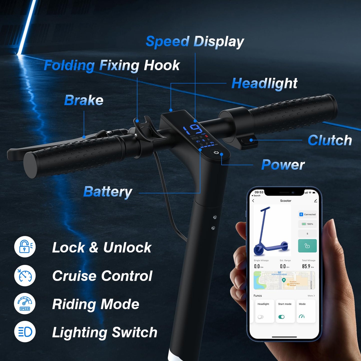 Electric Scooter Adults with Dual Suspension 10" Solid Tires Max 22Mph 500W Motor 30 Miles Range Dual Braking System Portable & Foldable E Scooter for Commuting Travel and Campus Use