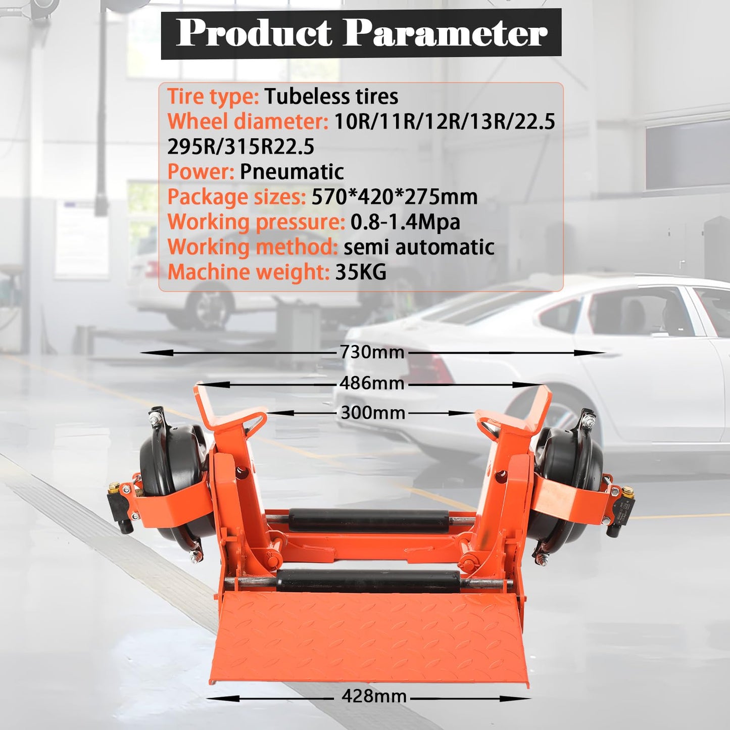EWANYO Heavy Duty Semi Automatic Truck Tire Changer Tyre Changing Portable Pneumatic Dismounting for Tire Size 10R22.5 11R22.5 12R22.5 13R22.5 295R22.5 315R22.5