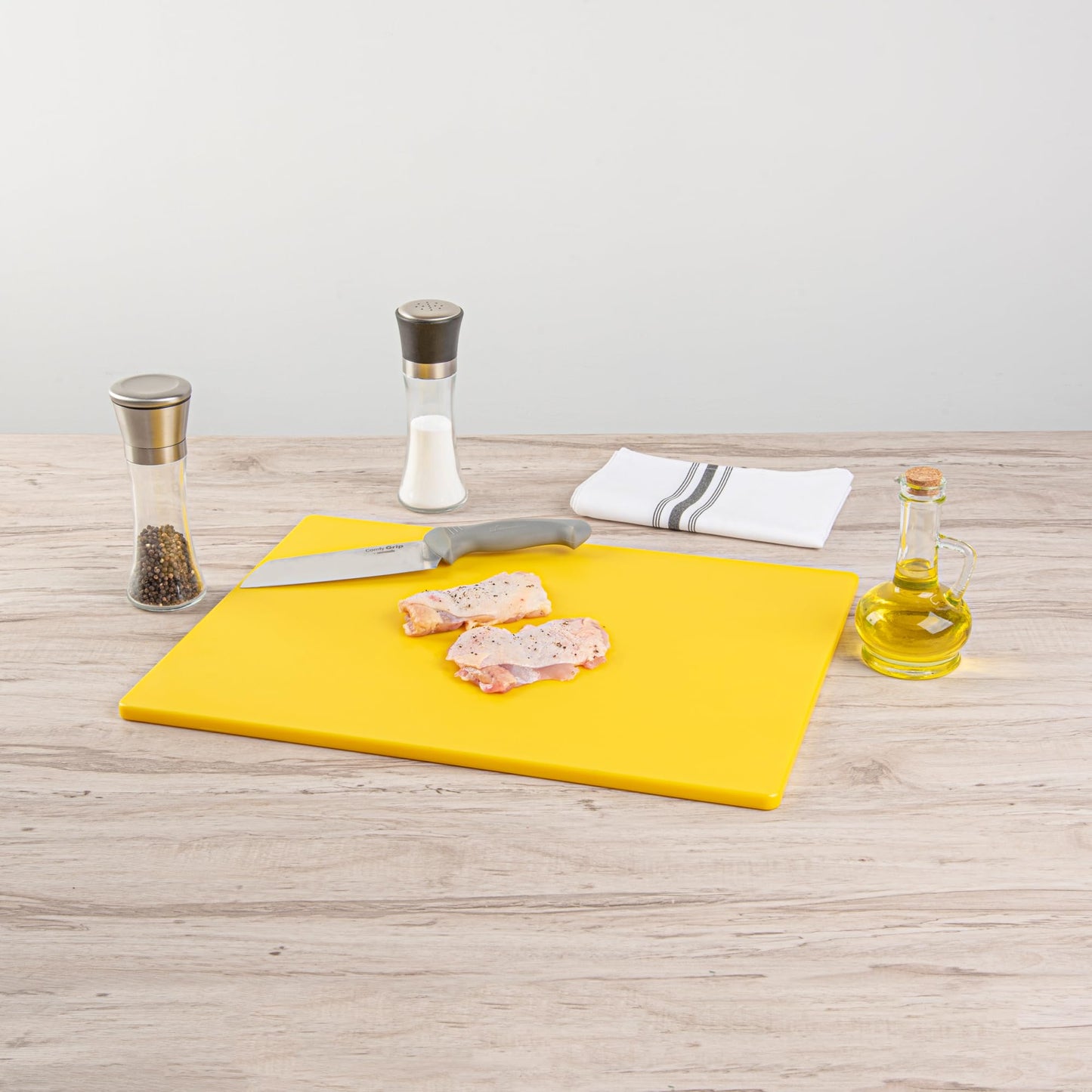 Restaurantware-RW Base 20 x 15 Inch Cutting Boards, 10 Color Coded Chopping Boards - No Scratch, Dishwashable, Yellow Plastic Cutting Board Mats, No Slip, Reversible, For Raw Poultry