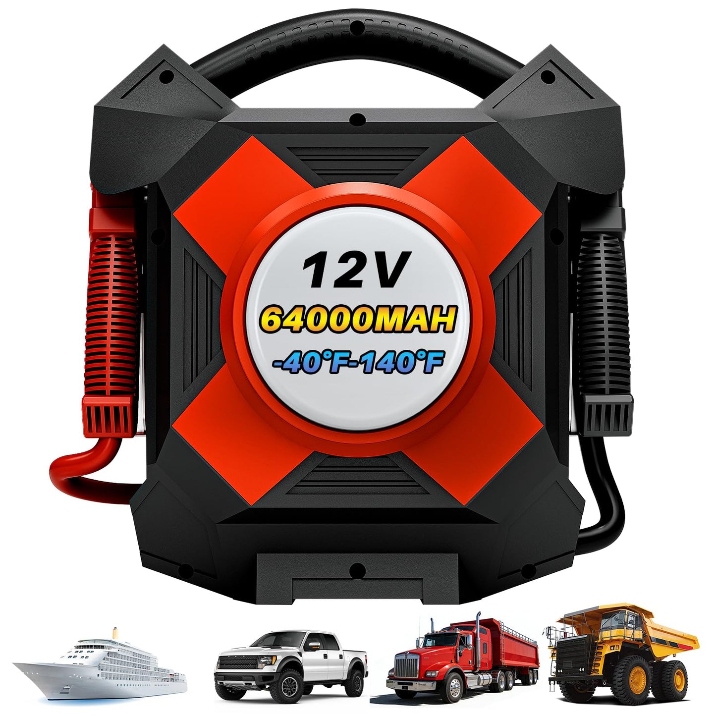 TAOOLP DM1264 Truck Jump Starter Heavy Duty: 30000A 12V Jump Starter Battery Pack for Semi and Diesel Truck Gasoline Diesel with 99L -Class 8 Heavy Duty, Can Be Active Under Extrem Conditions -40°F