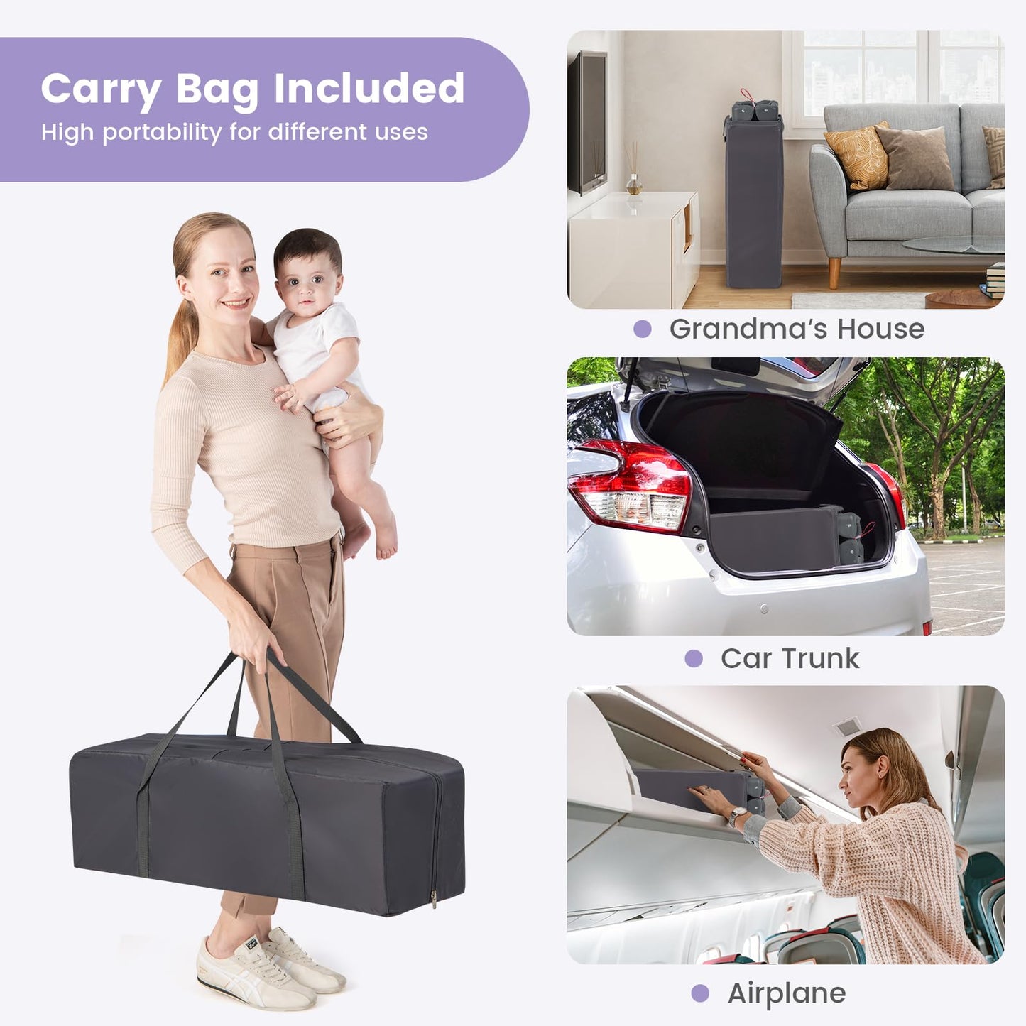 Costzon 3 in 1 Pack and Play with Bassinet, Portable Baby Playard with Changing Table, Music Box, Whirling Toys, Wheels/Brake, Basket, Foldable Infant Bassinet Crib for Baby Toddlers Indoor Outdoor