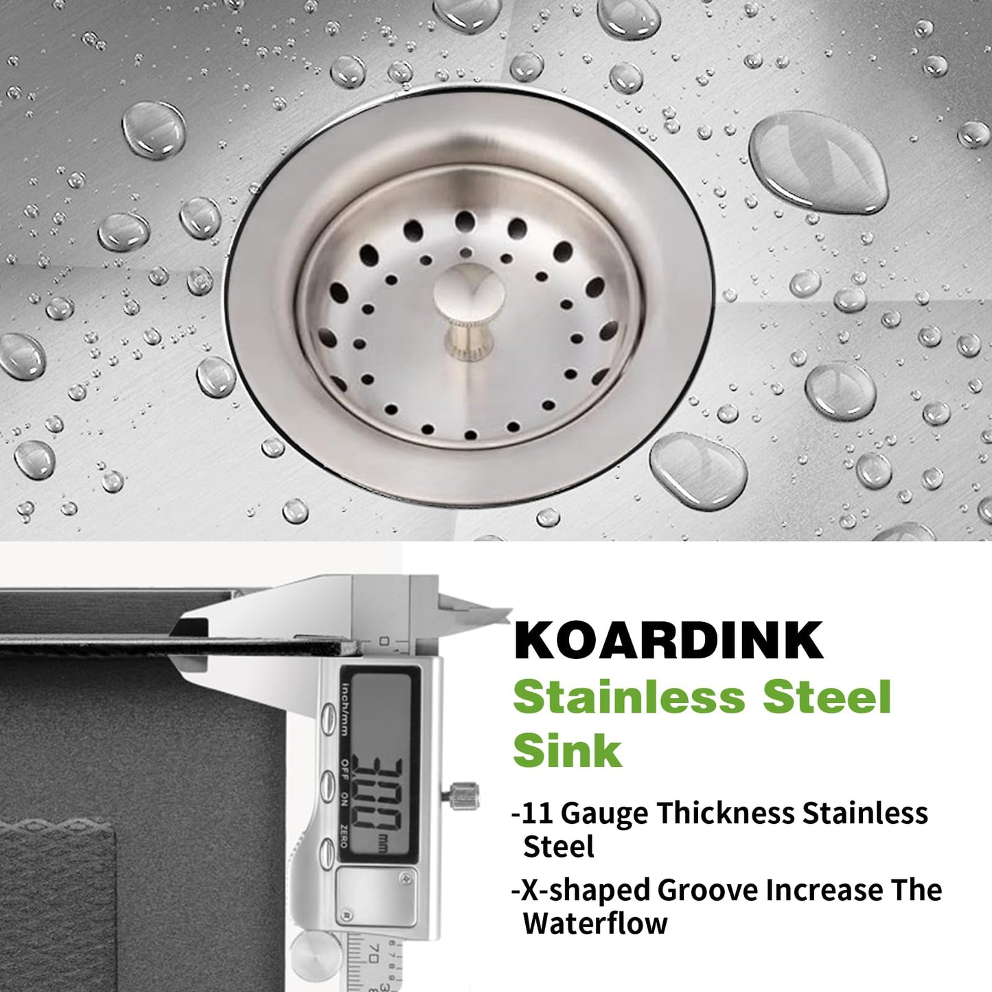 Stainless Steel Drop In Kitchen Sink - 27x18 Inch Modern Undermount Single Bowl - SS Grid, Spoon Rest, Drain Strainer Set