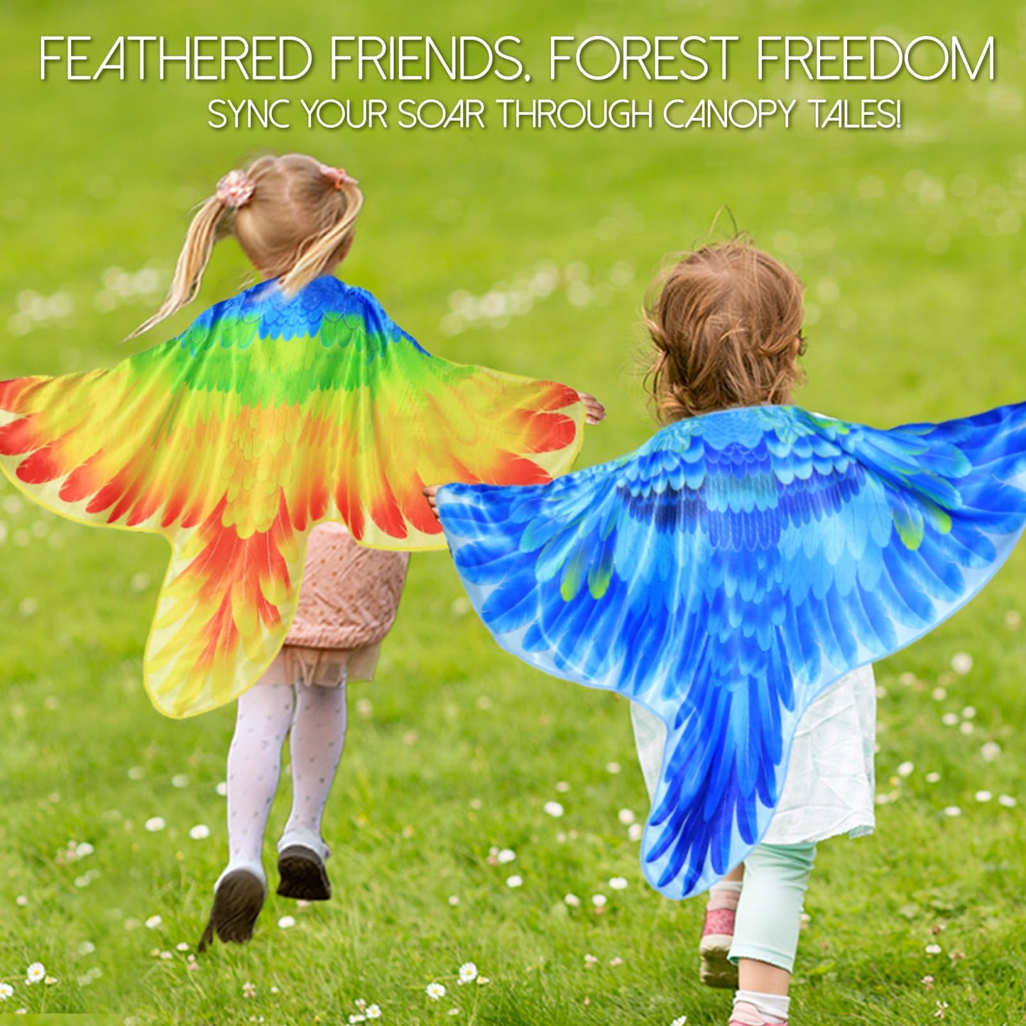 iROLEWIN Double-Sided Bird-Wings-Costume for Kids Parrot-Costume 3D Bird Mask as Toddler Dress-Up Animal Birthday Gifts Toy
