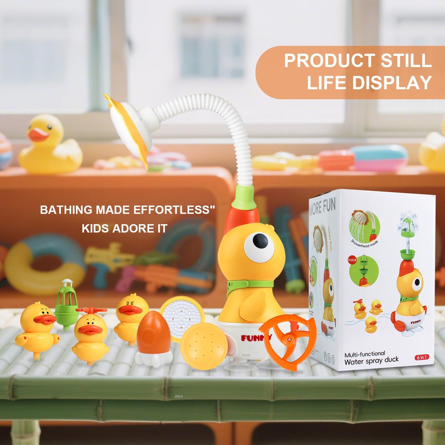 XYUYTOEI Baby Bath Sprayer Toy for Toddlers-Adjustable Water Flow Rinser with 3 Squirting Ducks & Bathtub Shower Head,Fun Bath Time Gift for 1 2 3 Year Old Kids, Babies & Newborns