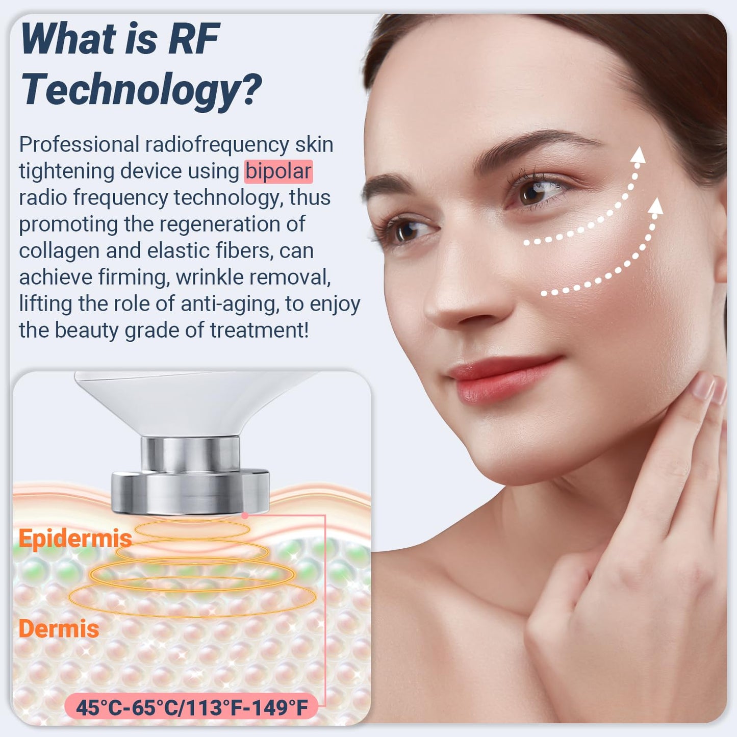 Radio Frequency Skin Tightening - TUMAKOU RF Radiofrecuencia Facial Skin Machine for Face and Full Body - with 3 Energy Levels & Timer