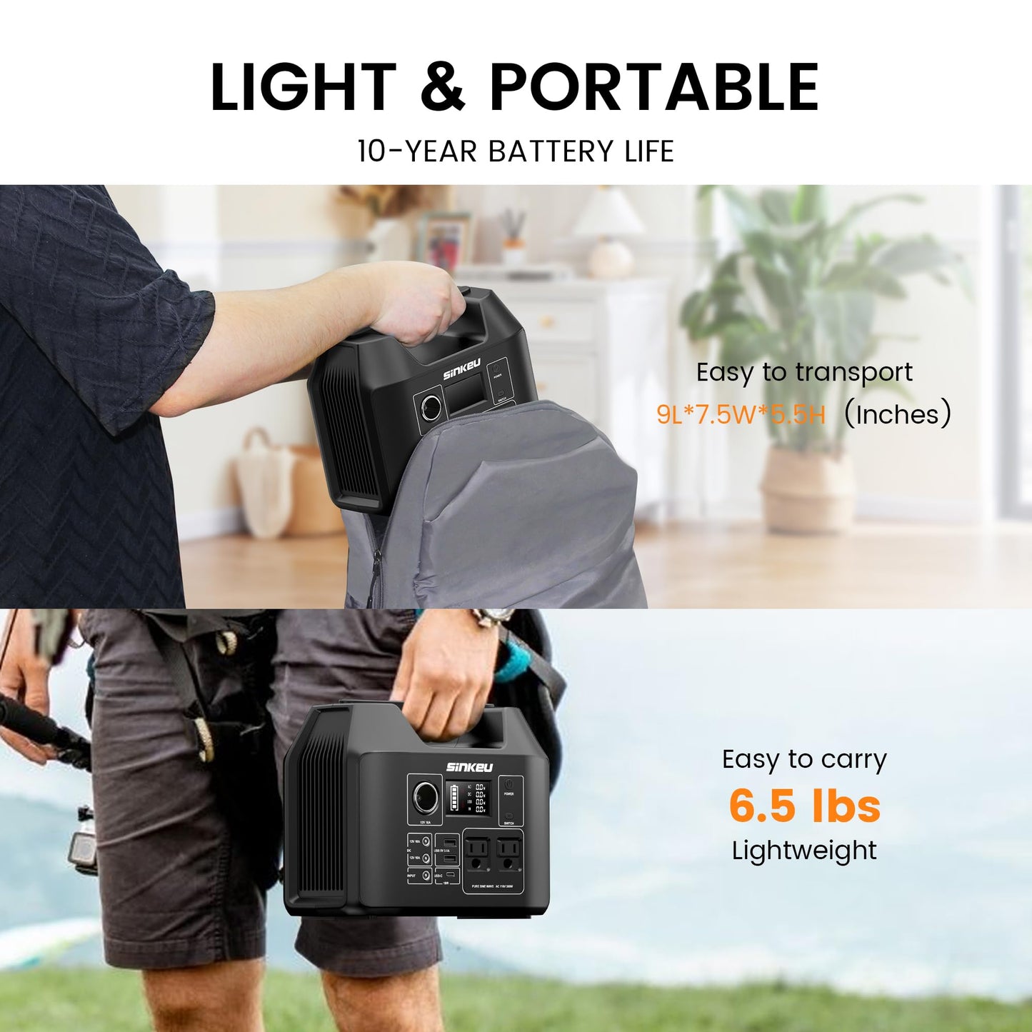 SinKeu Portable Power Station 80000mAh,256Wh LiFePO4 Battery Backup,300W AC Outlets, Power Bank for Hurricane Emergency Outdoor Camping RVs Home