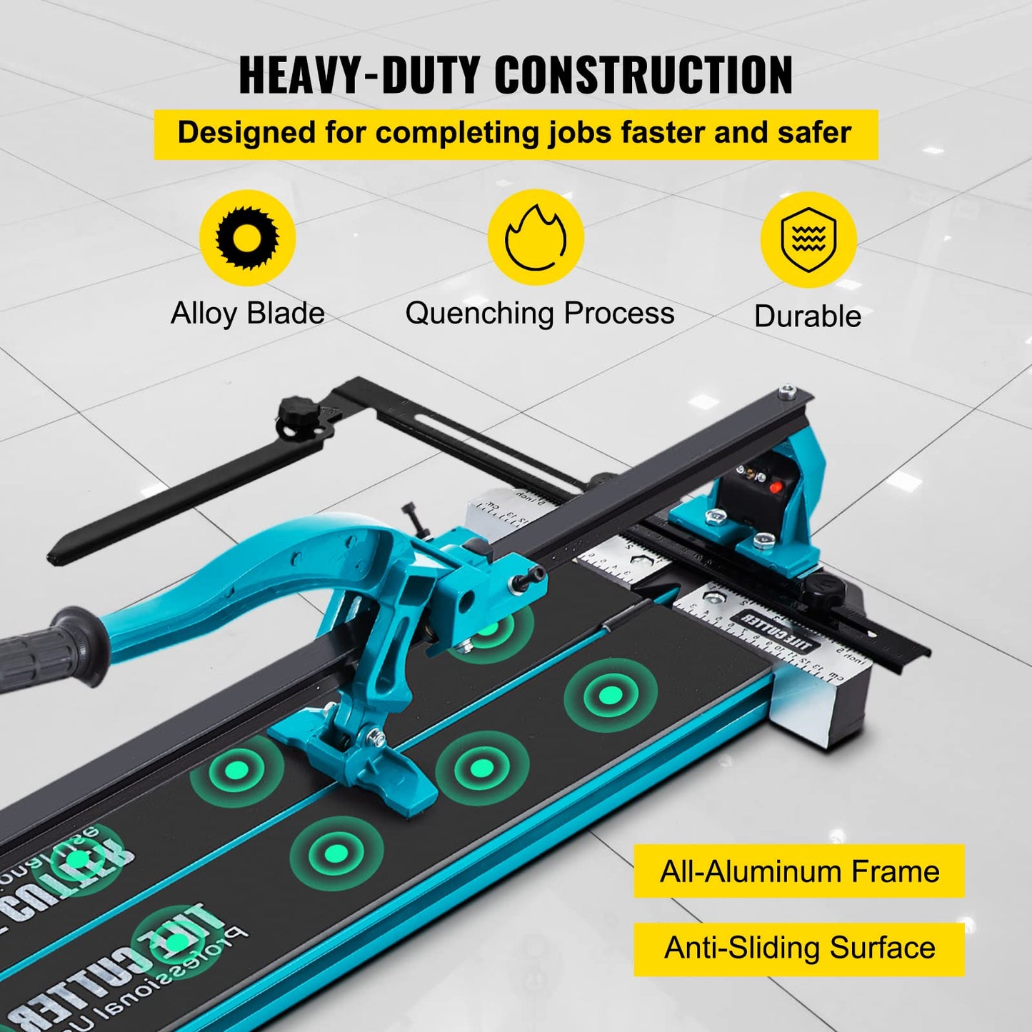 Mophorn 48 Inch Tile Cutter Single Rail Double Brackets Manual Tile Cutter 3/5 in Cap w/Precise Laser Manual Cutter Tools for Precision Cutting (48 Inch)