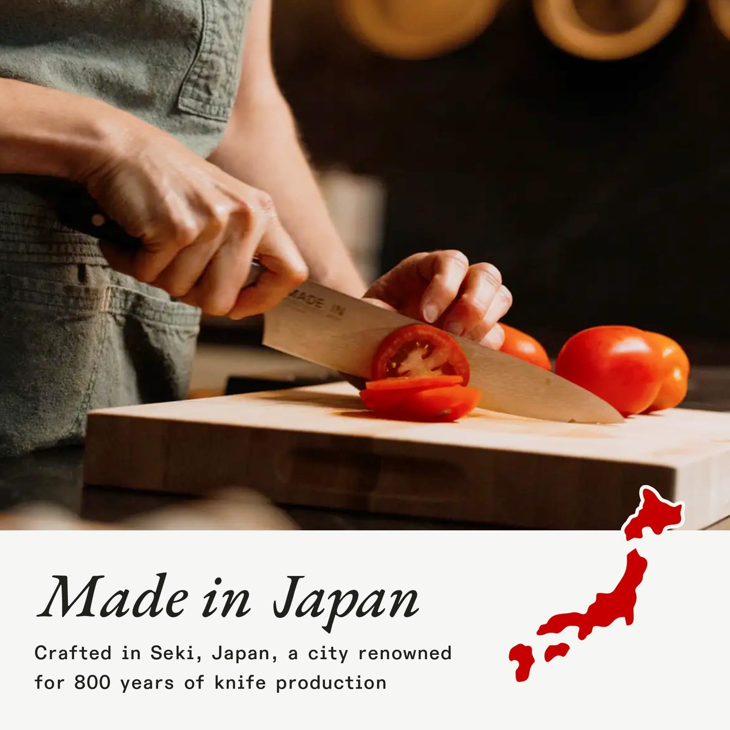 Made In Cookware | 8" Japanese Damascus Steel Gyuto (Chef Knife) | 66 Layers of Damascus Steel with a VG-10 Core | Crafted in Japan | Full Tang With Black POM Handle