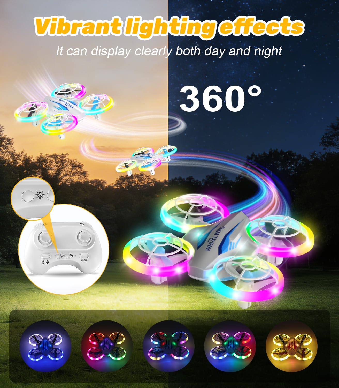 TURNRISE Mini Drone for Kids & Beginners- Kids Drone Mini Flying Toy with 360° Flips, LED Lights, 3 Batteries, 27 Mins Flight Time, One Key Takeoff Indoor Drones Mini RC Drones Gift for Boys and Girls