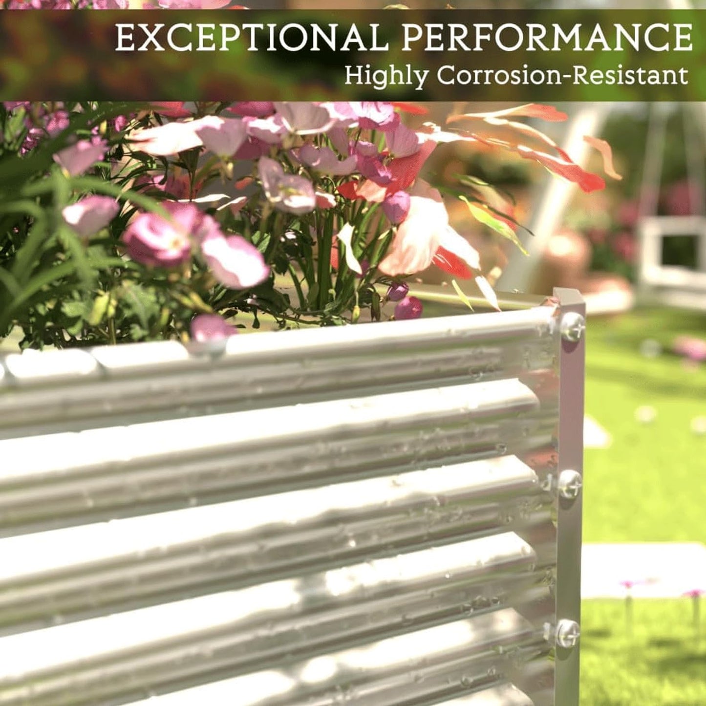 CATMANOR 2 Pack Tall 8x3FT Corrugated Galvanized Steel Raised Garden Bed Outdoor, Metal Above Ground Garden Bed for Vegetables and Flowers, Rectangle Raised Beds for Gardening-8x3x1.5FT