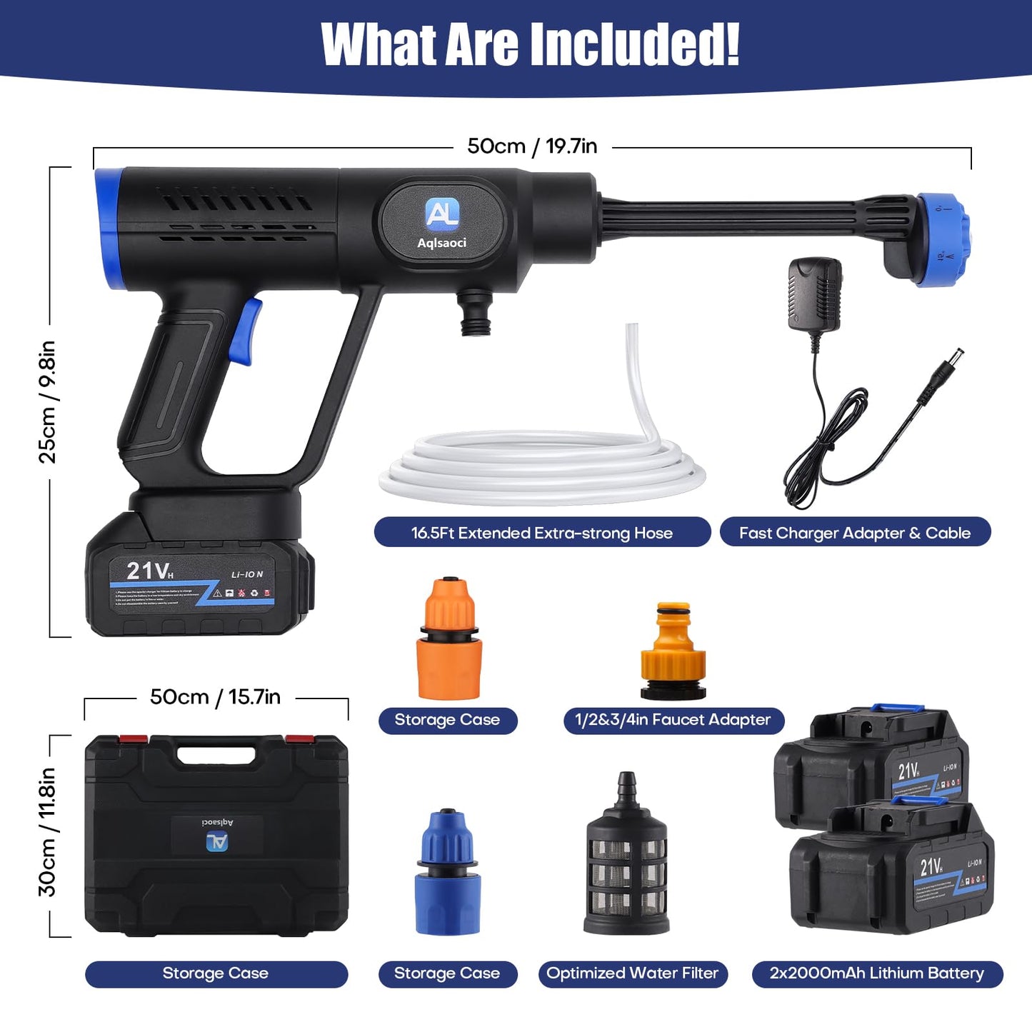 Cordless Pressure Washer,1450 PSI Brushless Portable Power Washer with LCD Display & Pressure Adjustable,2×21V Rechargeable Batteries 6-in-1 Nozzle for Car,Patio,RV,Fence & Yard Cleaning
