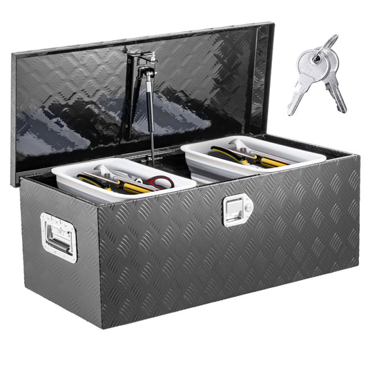 KING CHAO FOO 36" Lx15 Wx15 H Aluminum Tool Box, Heavy Duty Truck Bed Toolboxes with 2 PCS Keys, Upgraded Widest Tool Box Used for Truck Bed Storage,Trailers,Pickup,RV, All-Weather Use