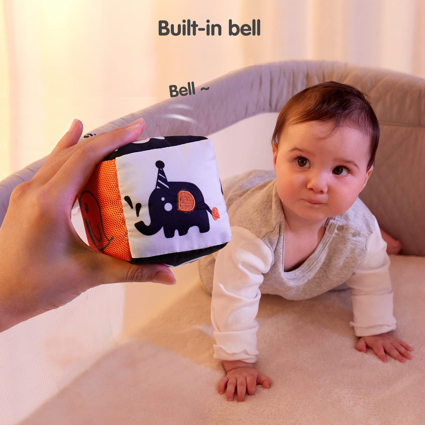 TUMAMA High Contrast Shapes Sets Baby Toys, Black and White Stroller Toy for Car Seat Baby Plush Rattles Rings Hanging Toy for 0 3 6 9 to 12 Months, Newborn,Toddlers,Infants (4 Packs)