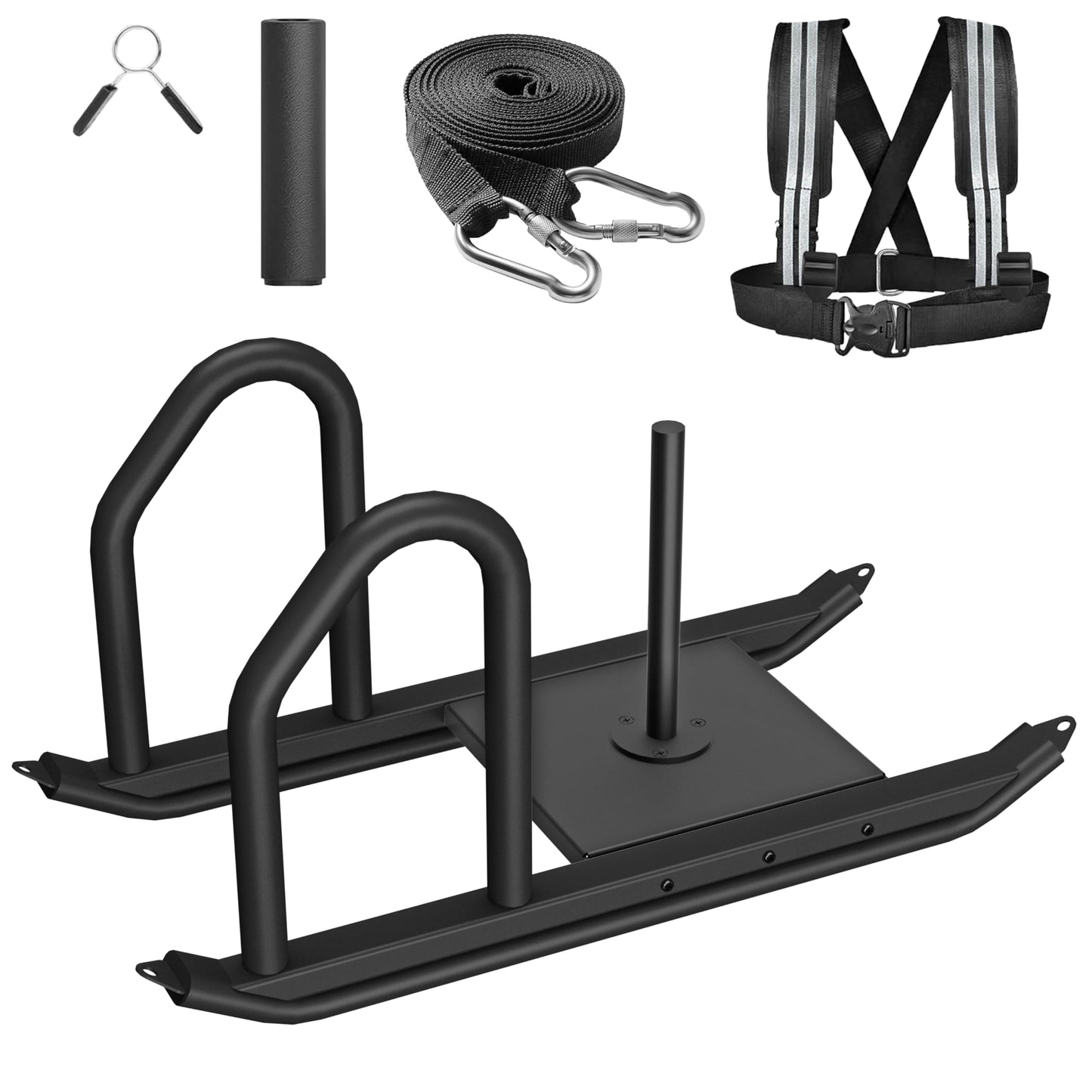 Weight Sled for Training, Heavy Duty 500 LBS Pull Push Sled for Outdoor, Indoor, Football, Durable Steel Weighted Sled, Compatible with 1" & 2" Weight Plate, Frame with Adjustable Reflective Stripe Vest