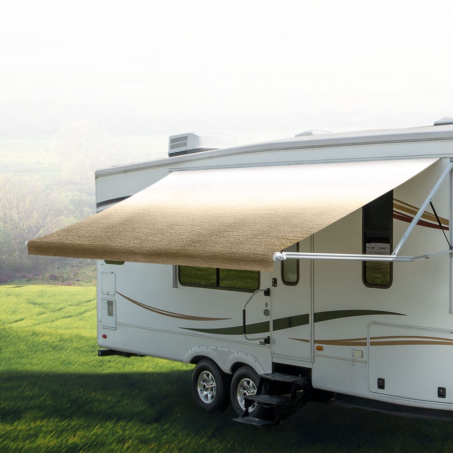 RecPro RV Awning Fabric Replacement 20 Foot Camper Awning | Tan | Width Size Options | 8' (96") Length | Heat Sealed | 3 Year Warranty (20 Feet, Actual 19' 1")