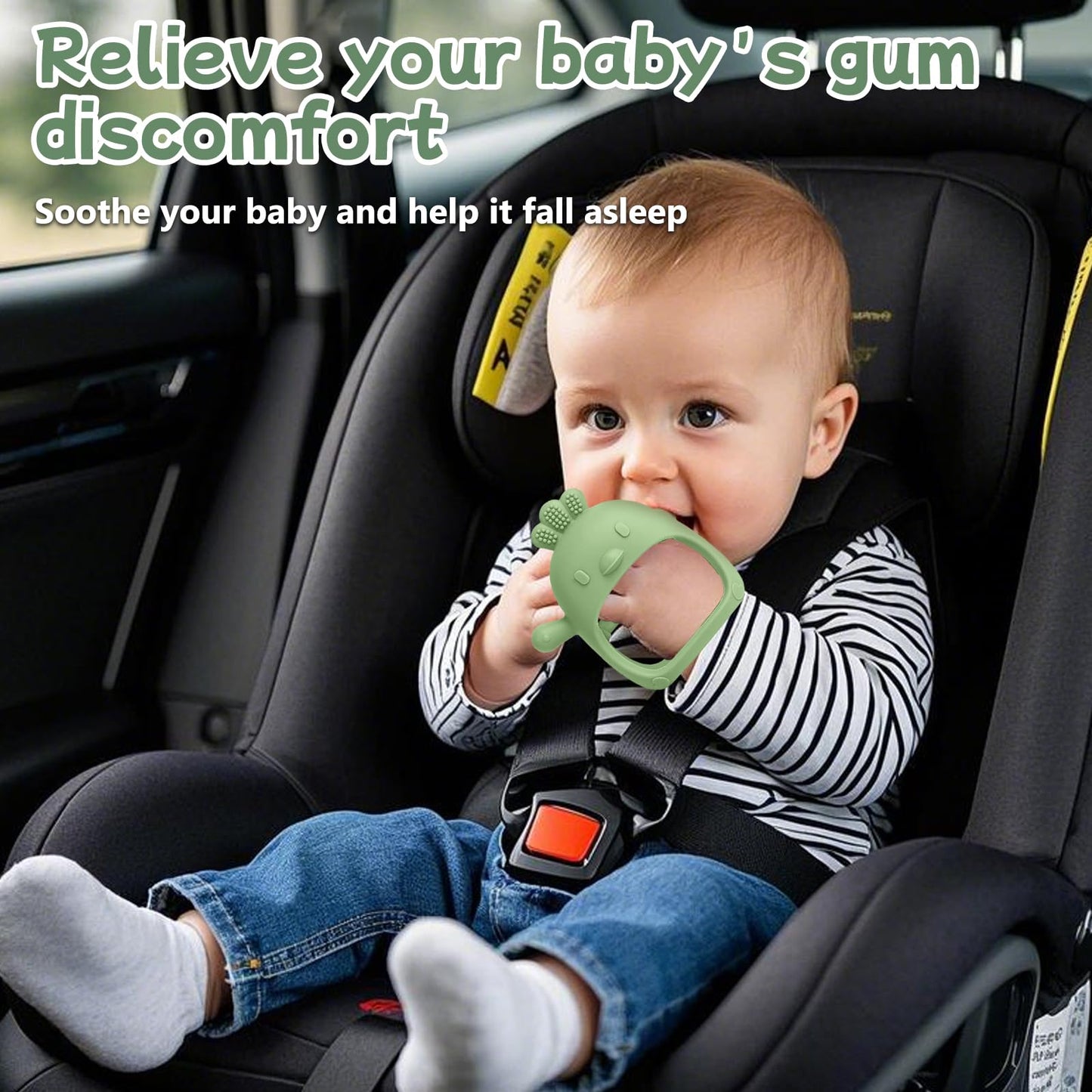 Baby Teething Toys for 0-6 6-12 Months (5 Pack) - Tinabless Food Grade Silicone Teething Mitten&Teething Relief Toys Set, BPA-Free, Freezer Safe for Infants and Toddlers, Silicone Baby Teethers(Green)