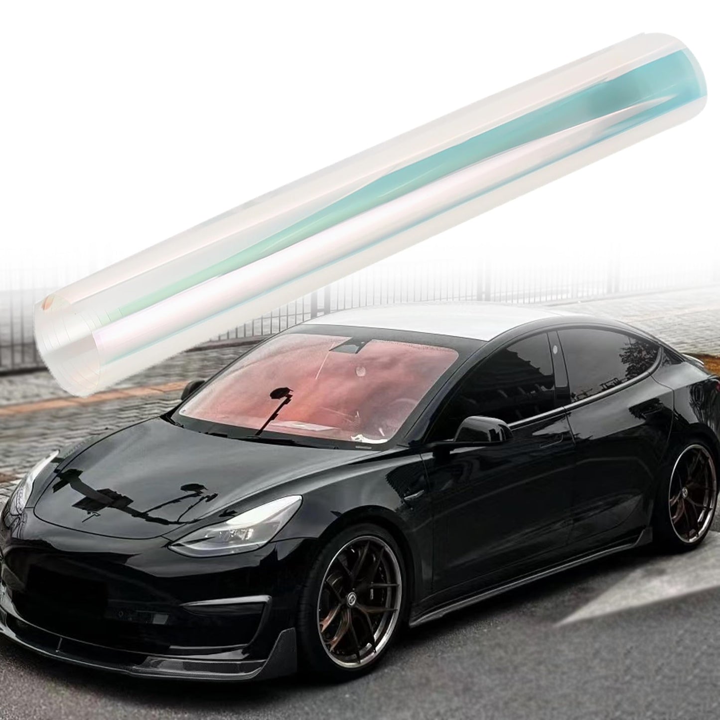 AuMoHall Chameleon Charming Red Windshield Tint 89.3% VLT Car Front Window Tint Colorful Red Color Change Effect Car Window Solar Protection Film, 39.37" x 393.70"