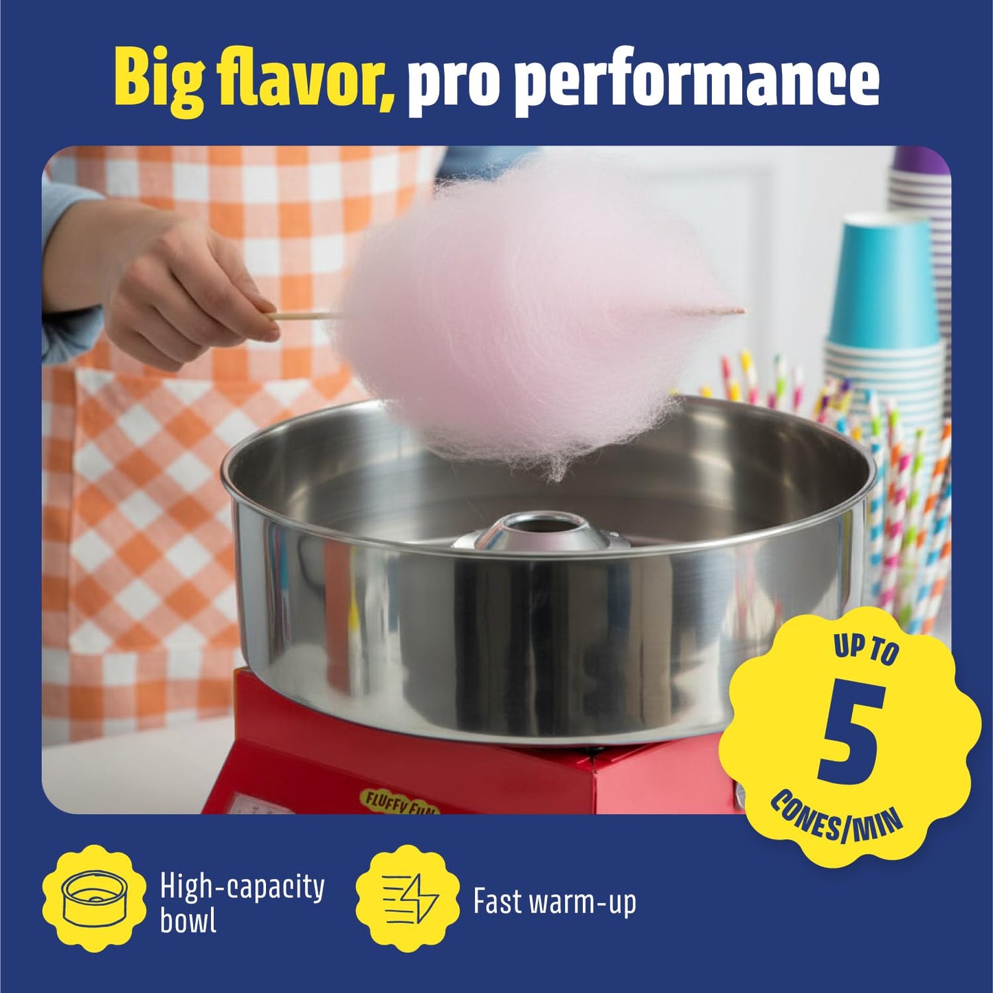 Wumple - Cotton Candy Machine Pro, Quick Heat-Up, Electric Machine with Large Stainless Steel Bowl for Parties & Business (Red)