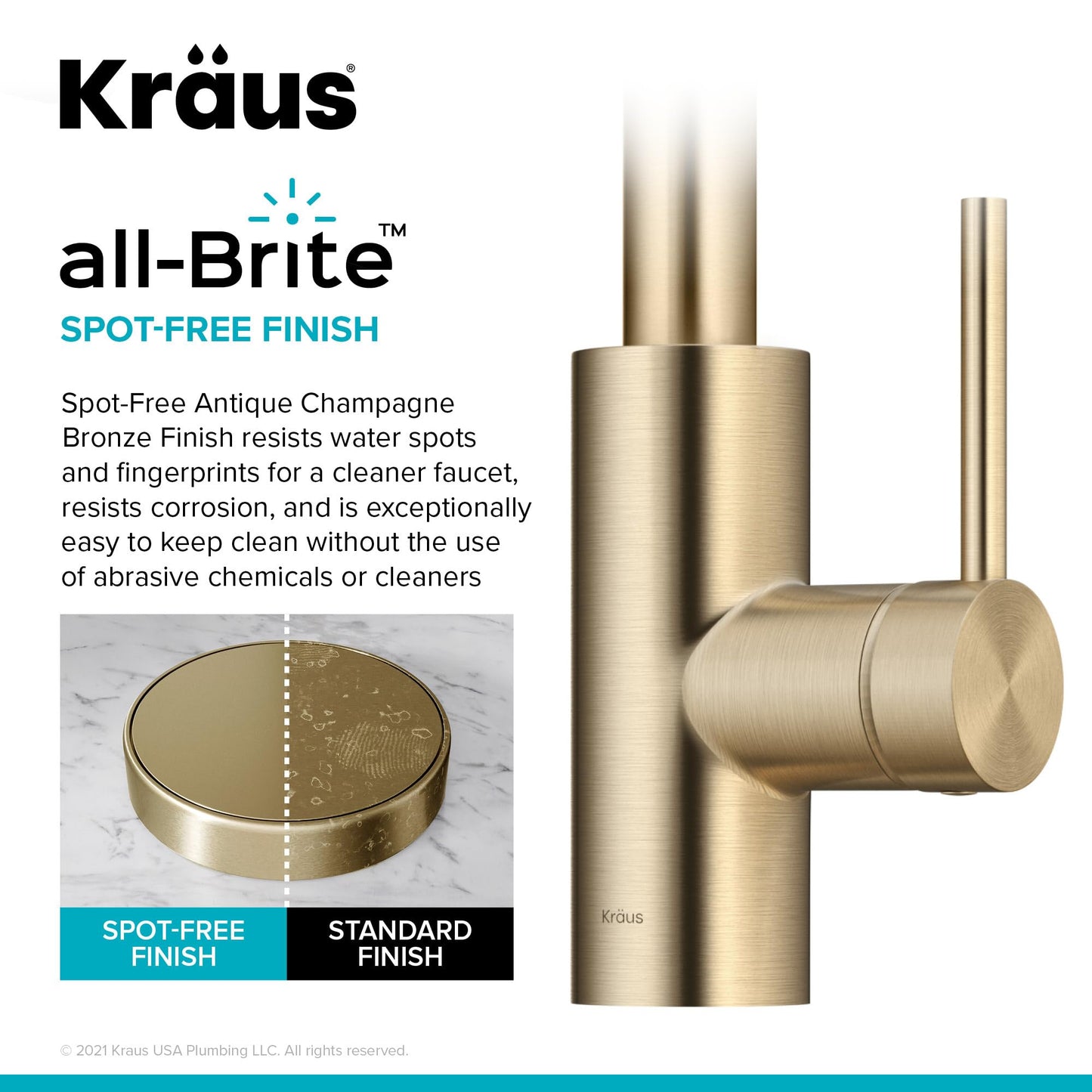 KRAUS Oletto Single Handle Pull Down Kitchen Faucet with QuickDock Top Mount Installation Assembly in Spot Free Antique Champagne Bronze, KPF-2620SFACB