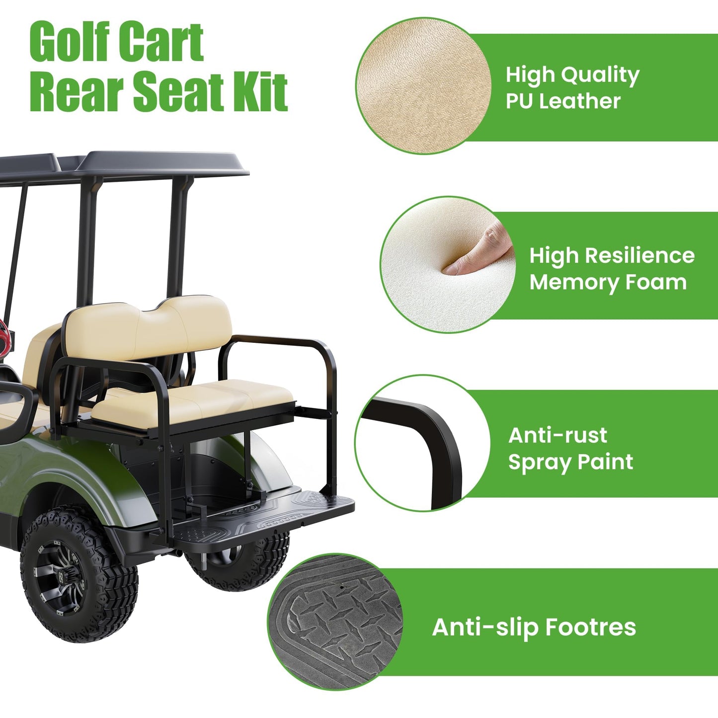 10L0L Golf Cart Rear Seat Kit- Golf Cart Flip Folding Rear Back Seat for Yamaha G29