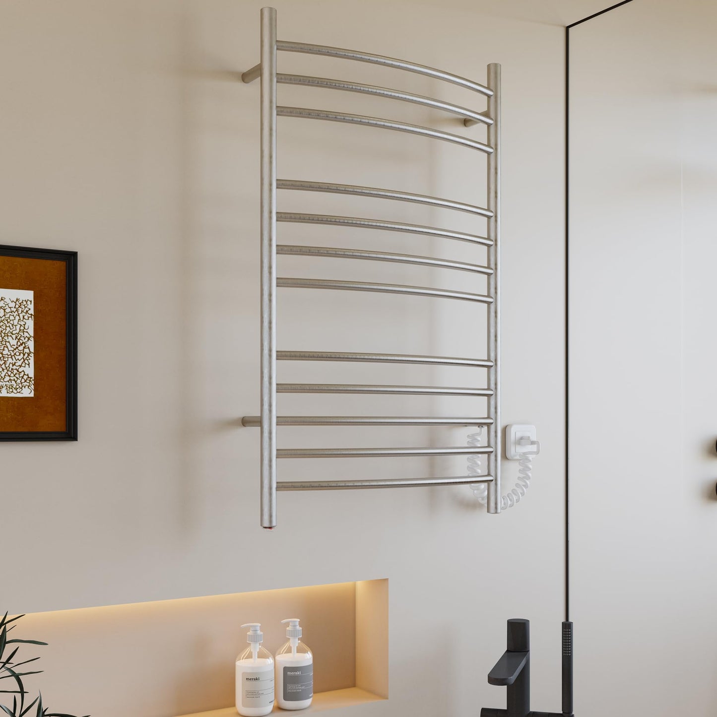 HEATGENE Towel Warmer Wall Mount Electric Plug-in/Hardwired Heated Towel Rack Brushed