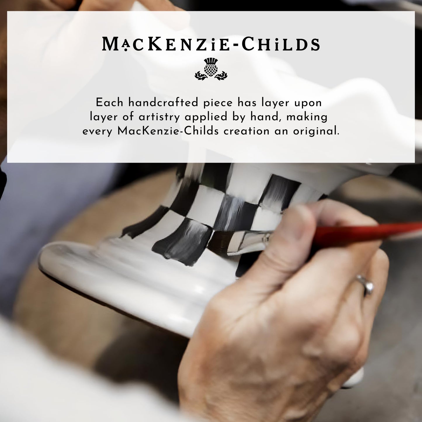 MACKENZIE-CHILDS Enamel Tea Party Set, Unique Teapot and Teacups, Tea Accessories Set, Black-and-White Courtly Check
