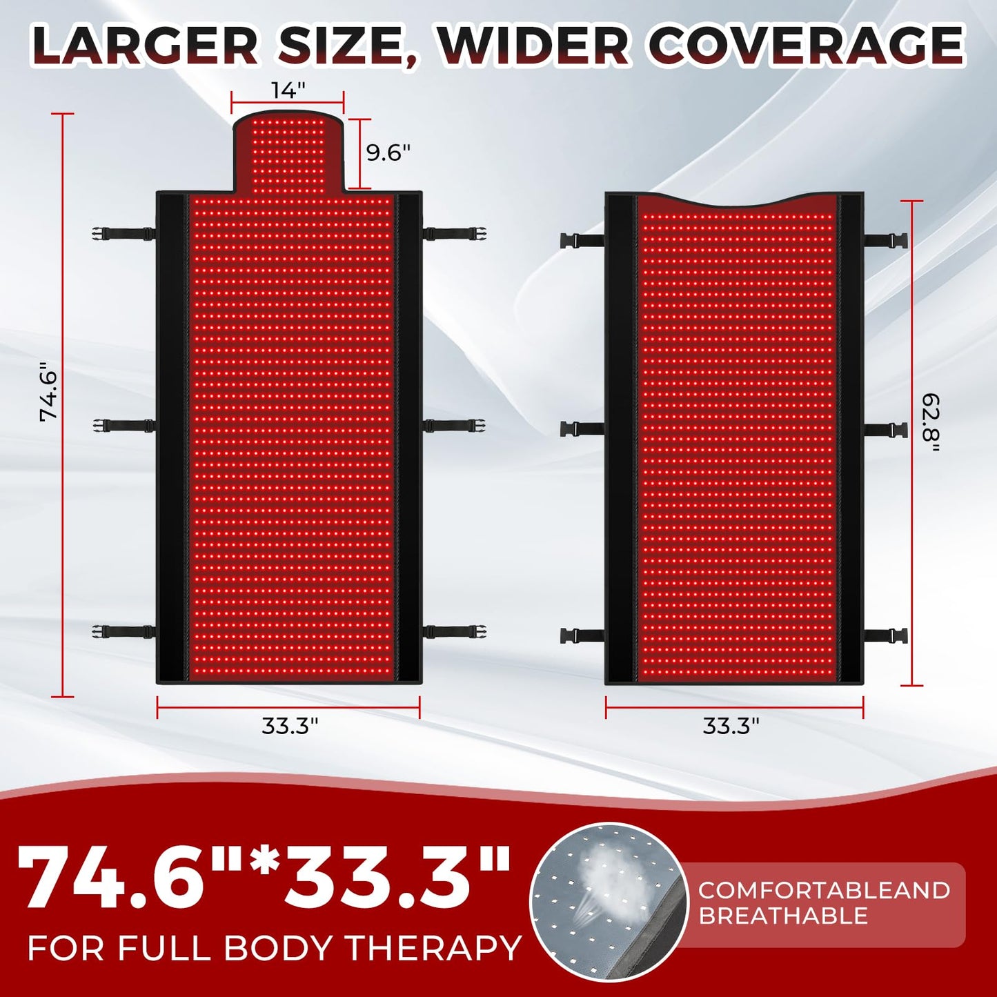 LITDUCK Body Red Light Therapy Mat, Eligible Red Light Therapy Blanket, 2in1 LEDs(660nm& 850nm), Premium Leather, Adjustable Timer & Intensity 36.3"*15.8" (2570leds)